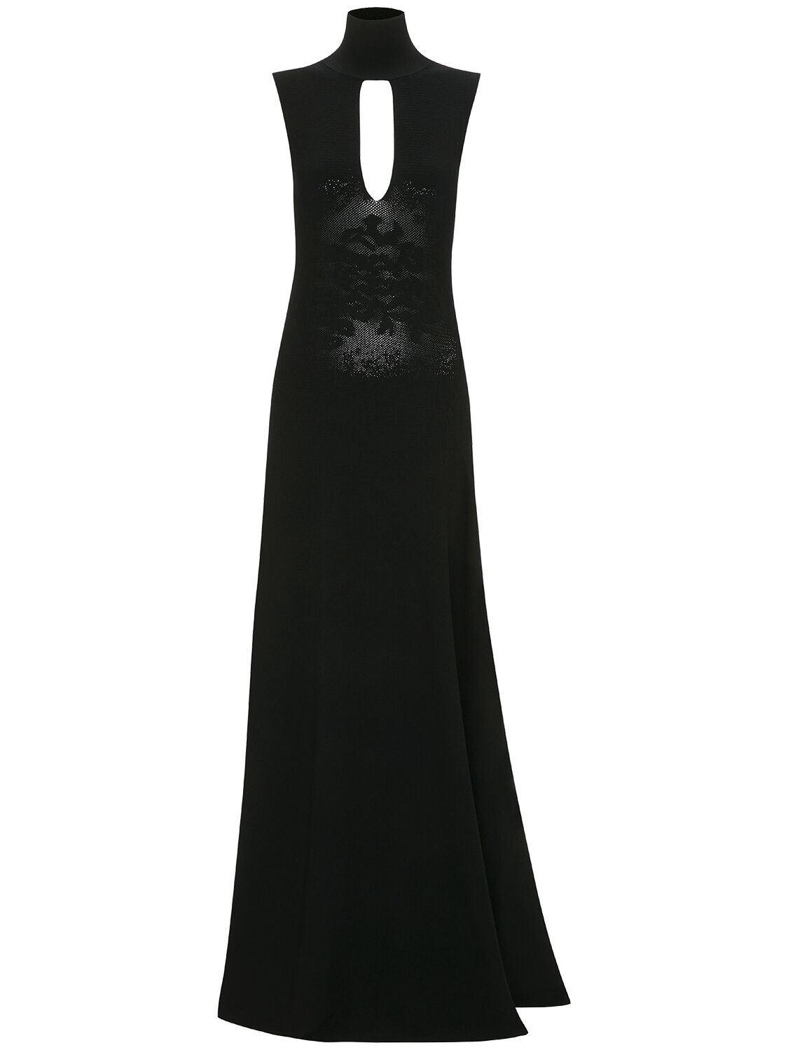 Victoria Beckham Cutout Front Viscose Blend Long Dress In Black
