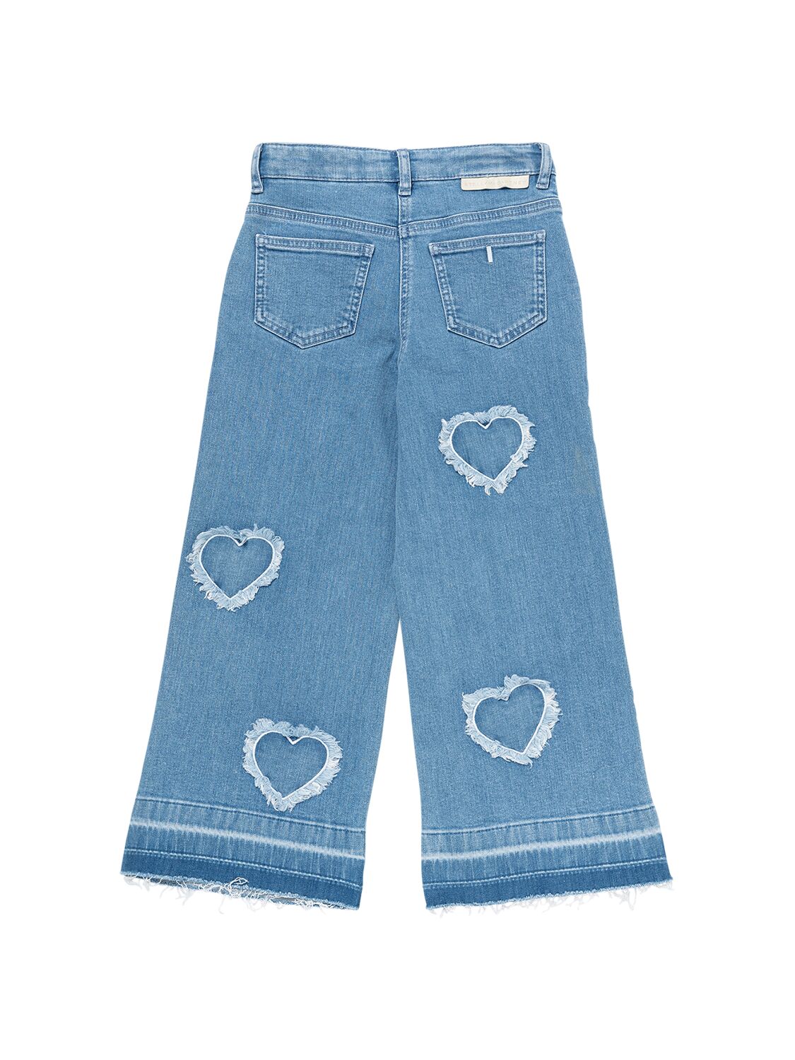 Shop Stella Mccartney Cotton Denim Jeans W/ Patches In Hellblau