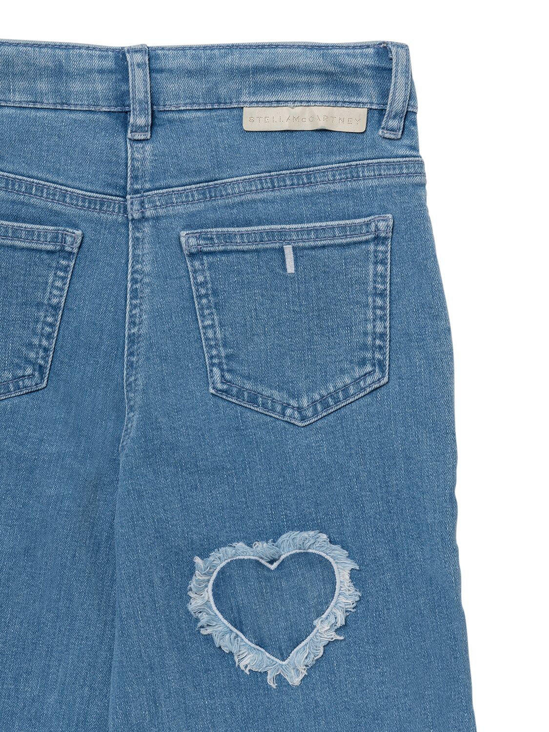 Shop Stella Mccartney Cotton Denim Jeans W/ Patches In Hellblau