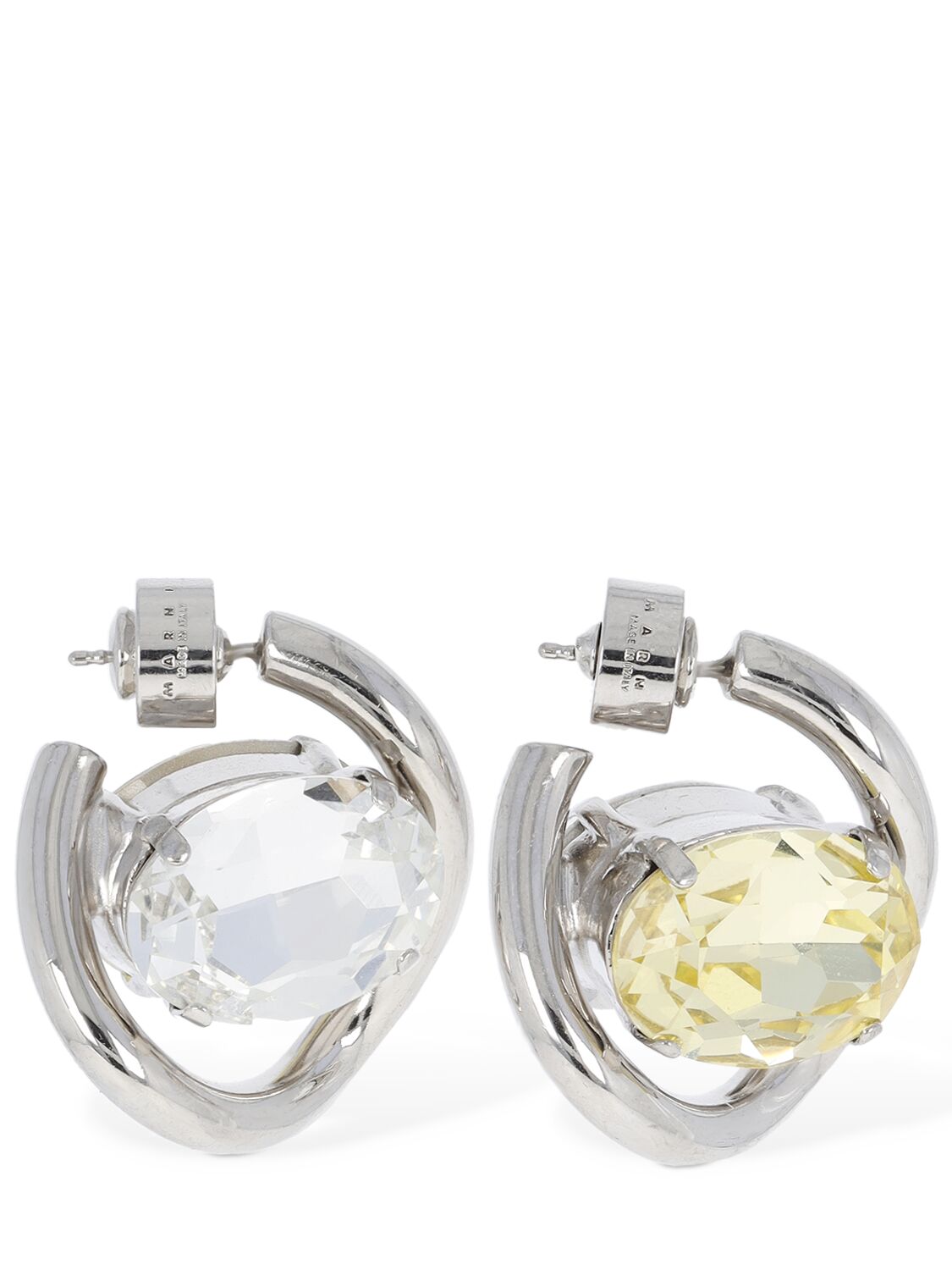 Shop Marni Crystal Stone Hoop Earrings In Crystal,yellow