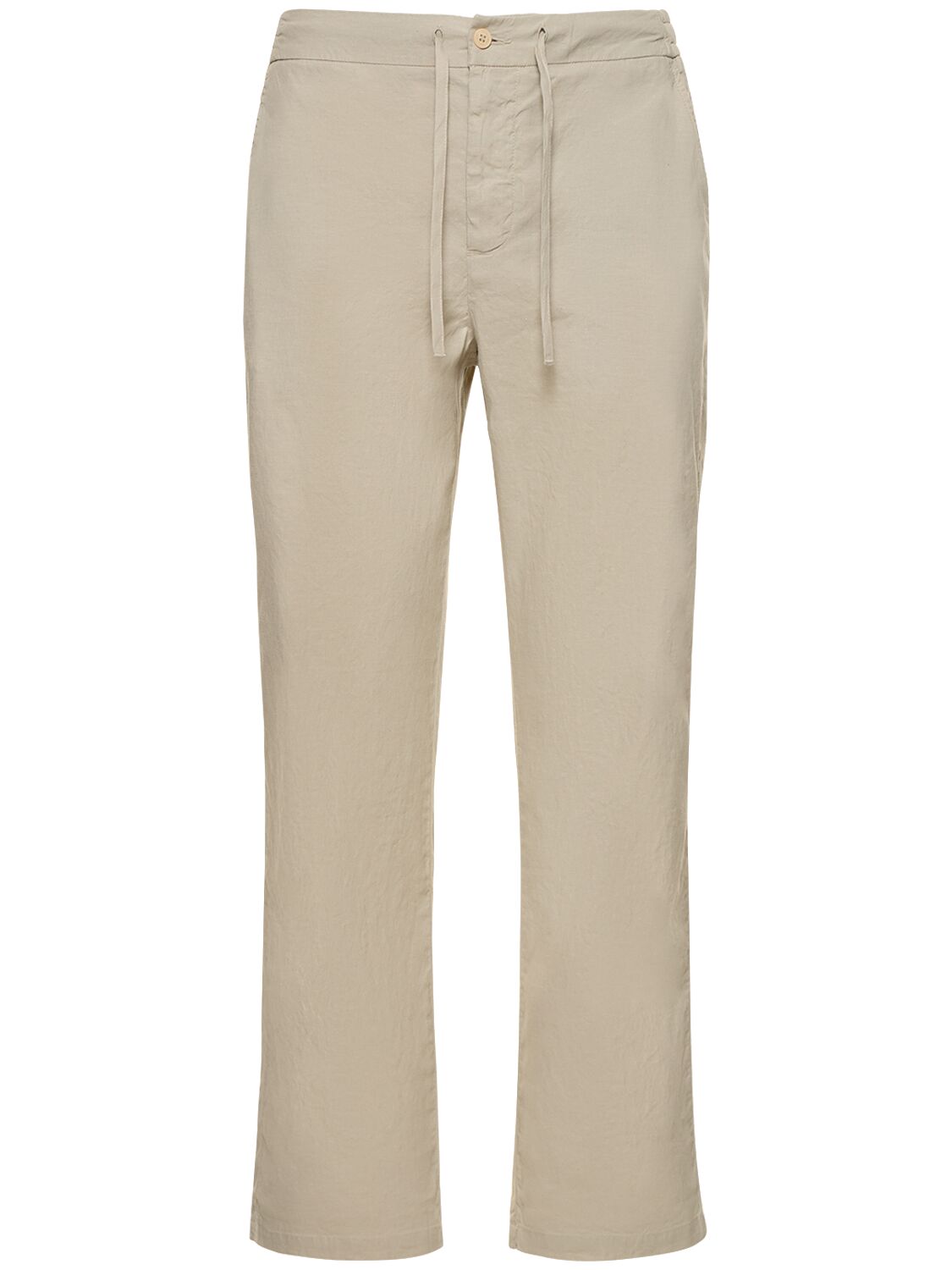Frescobol Carioca Mendes Linen & Cotton Stretch Pants In Olive Green
