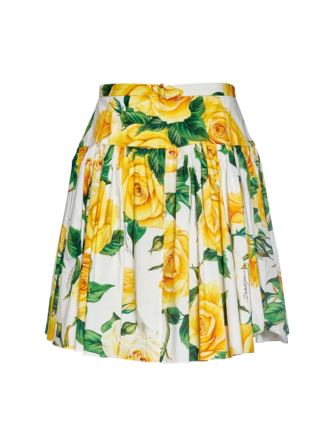 Shop Dolce & Gabbana Rose Pleated Cotton Poplin Mini Skirt In Multicolor