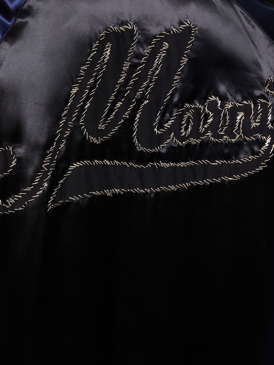 Shop Marni Logo Embroidery Satin Bomber Jacket In Black