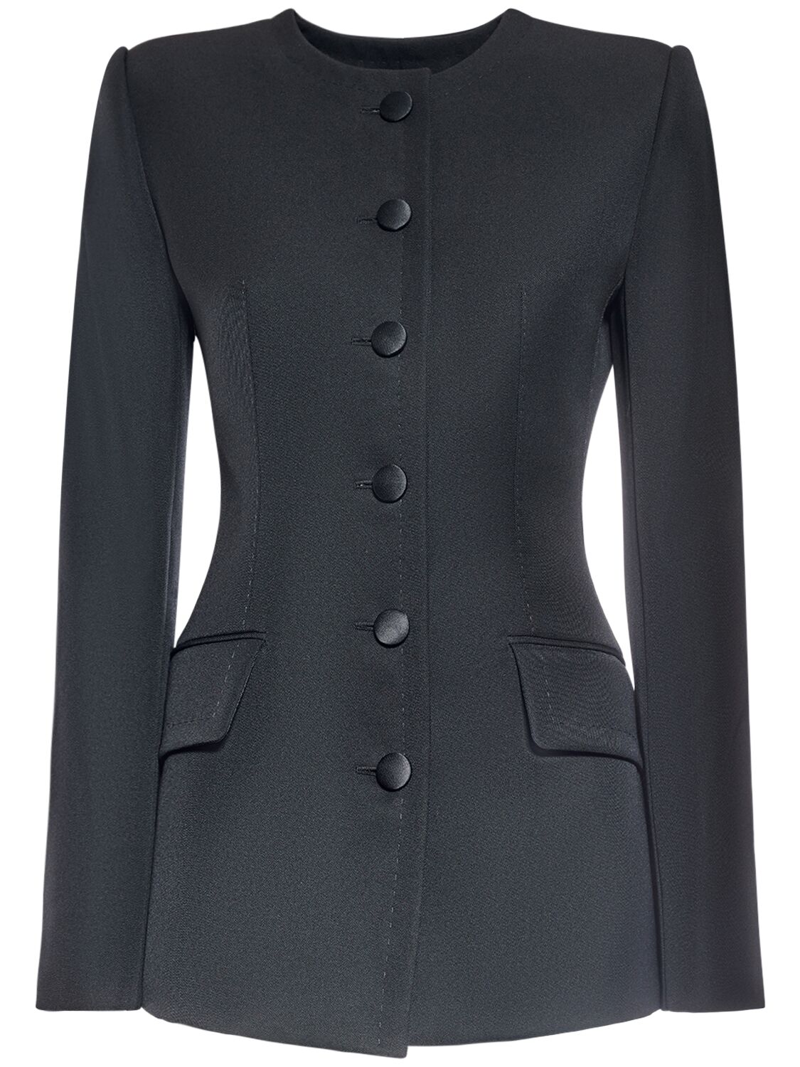 Dolce & Gabbana Wool Crepe Single Breasted Jacket In Black