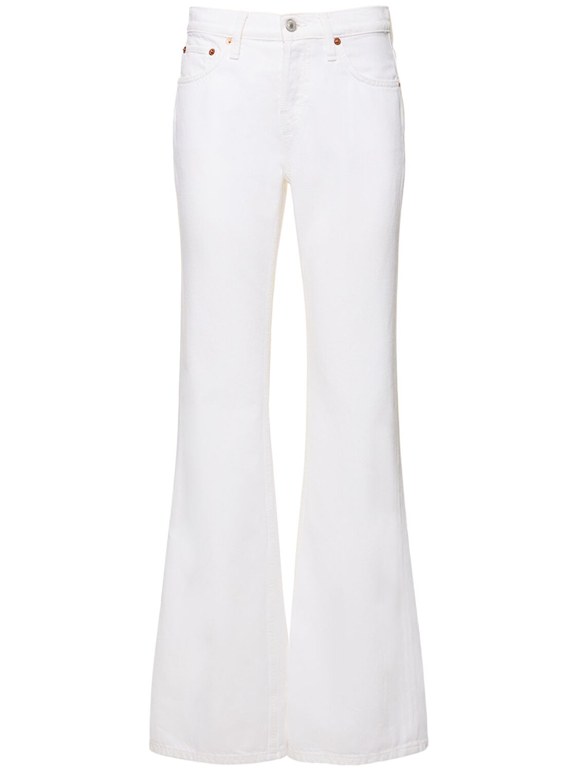 Re/done Loose Cotton Blend Flared Jeans In White