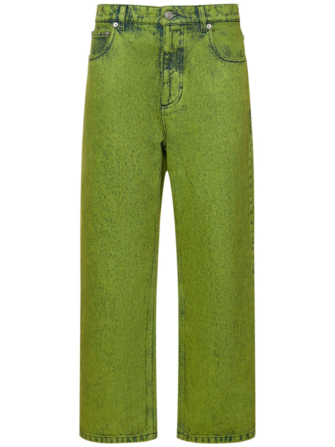Marni Cotton Denim Mid Rise Cropped Jeans In 그린