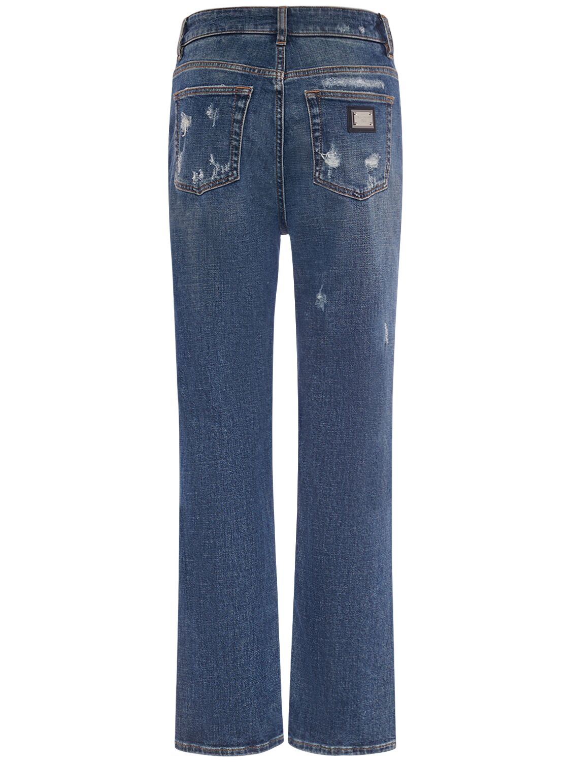 Shop Dolce & Gabbana Distressed Denim Straight Jeans In Blue