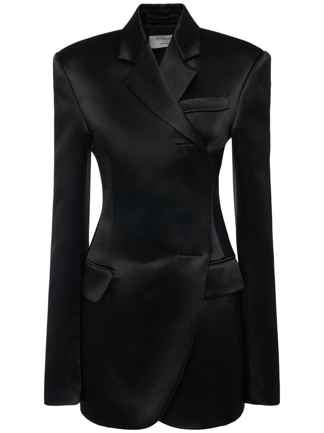 Shop Sportmax Globale Satin Double Breasted Jacket In 블랙
