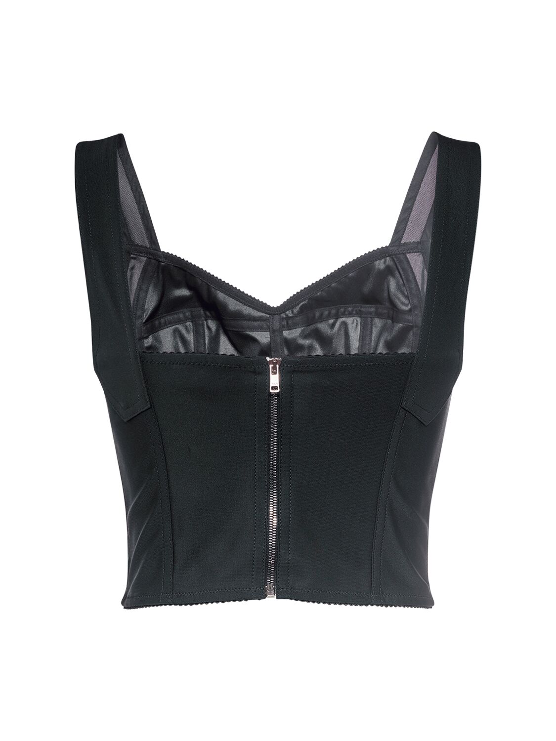 Shop Dolce & Gabbana Satin & Lace Corset Top In Black