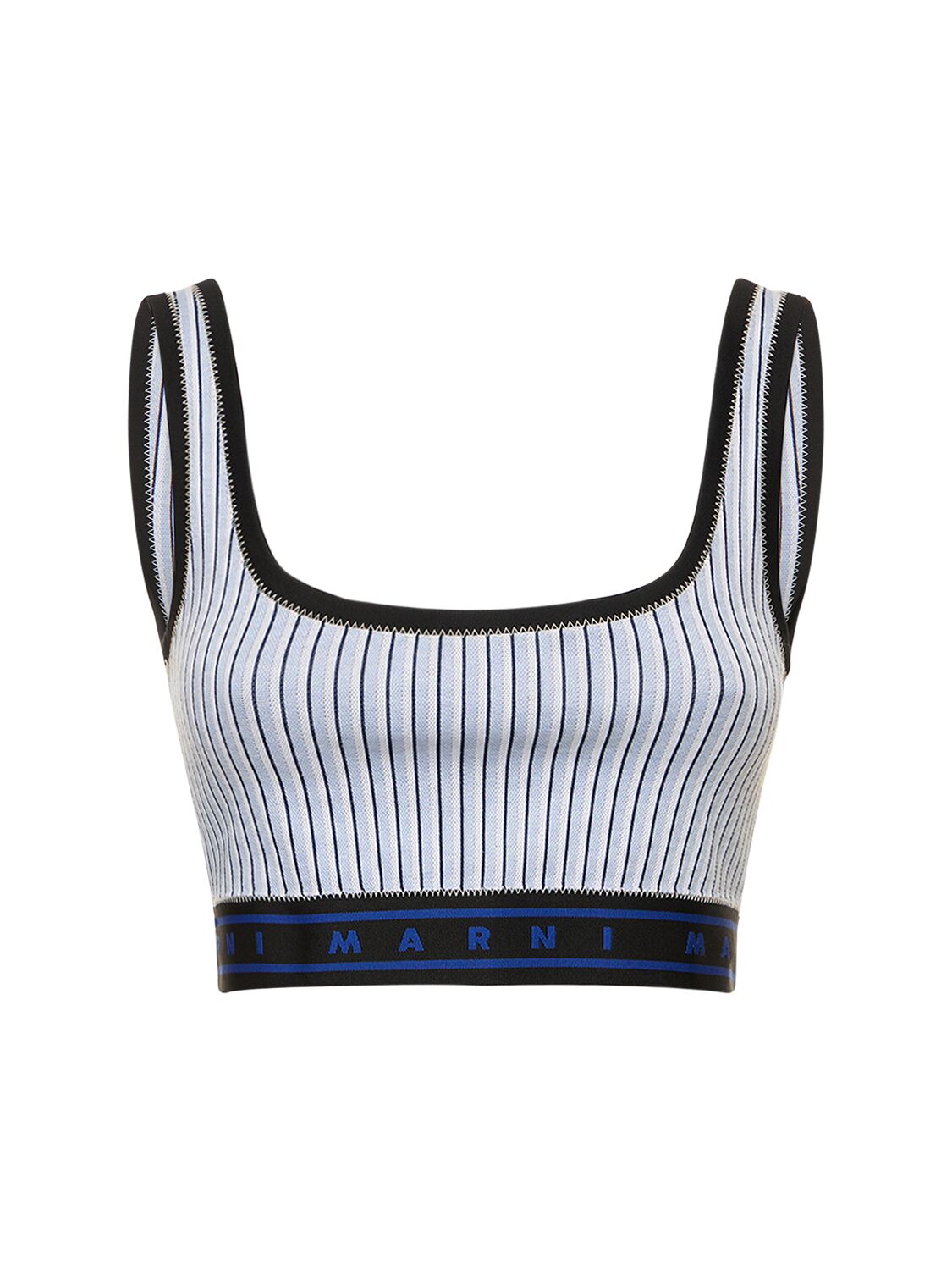 Image of Striped Cotton Blend Knit Crop Top