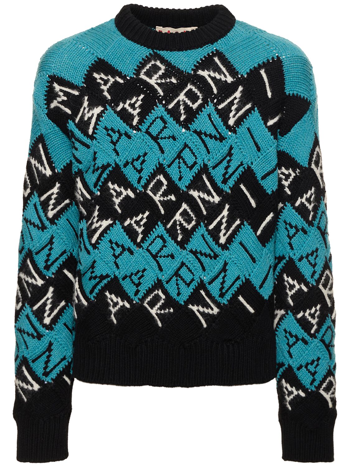 Image of Logo Intarsia Wool Knit Sweater