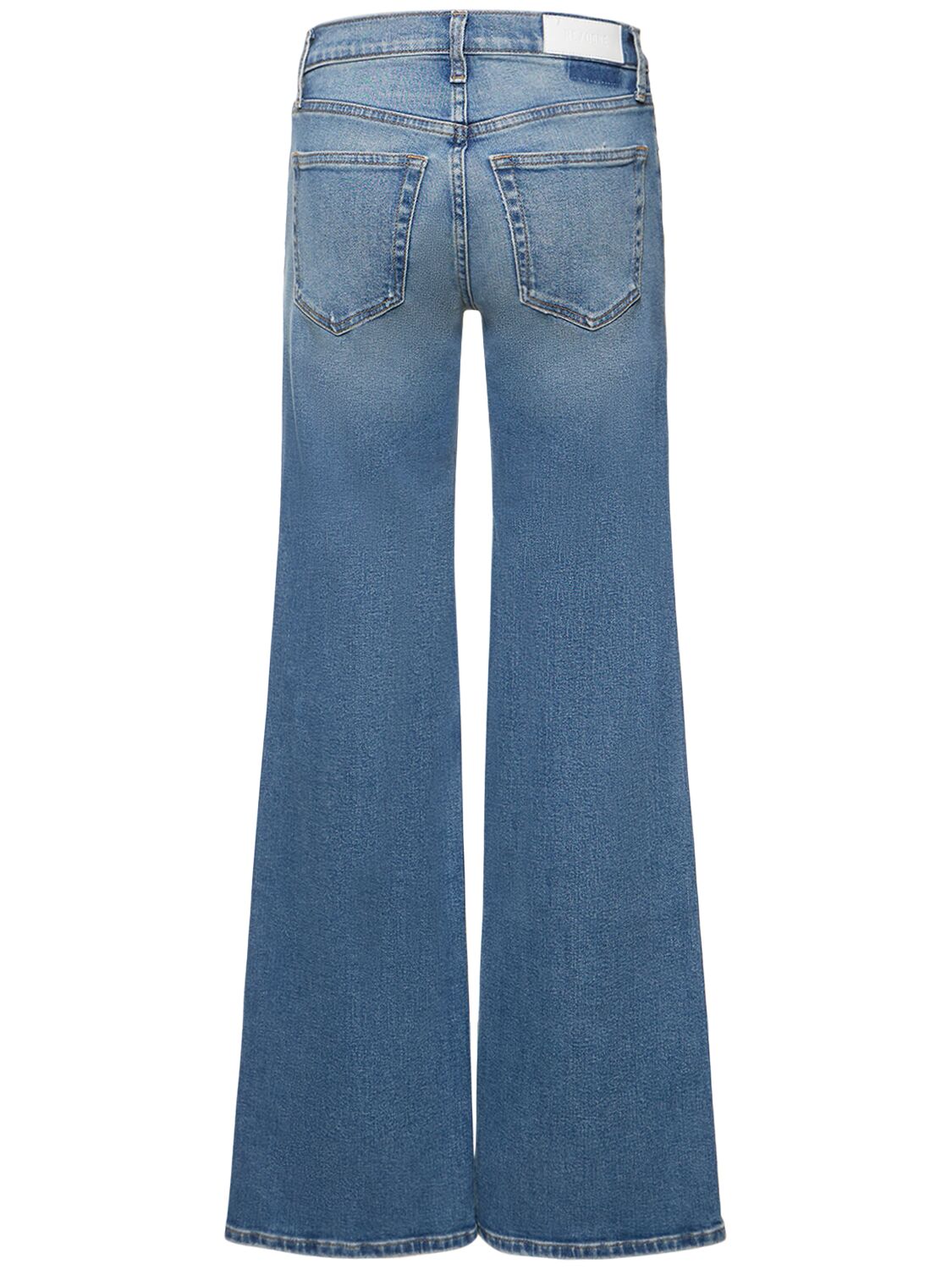 Shop Re/done Midrise Cotton Blend Wide Jeans In Blue