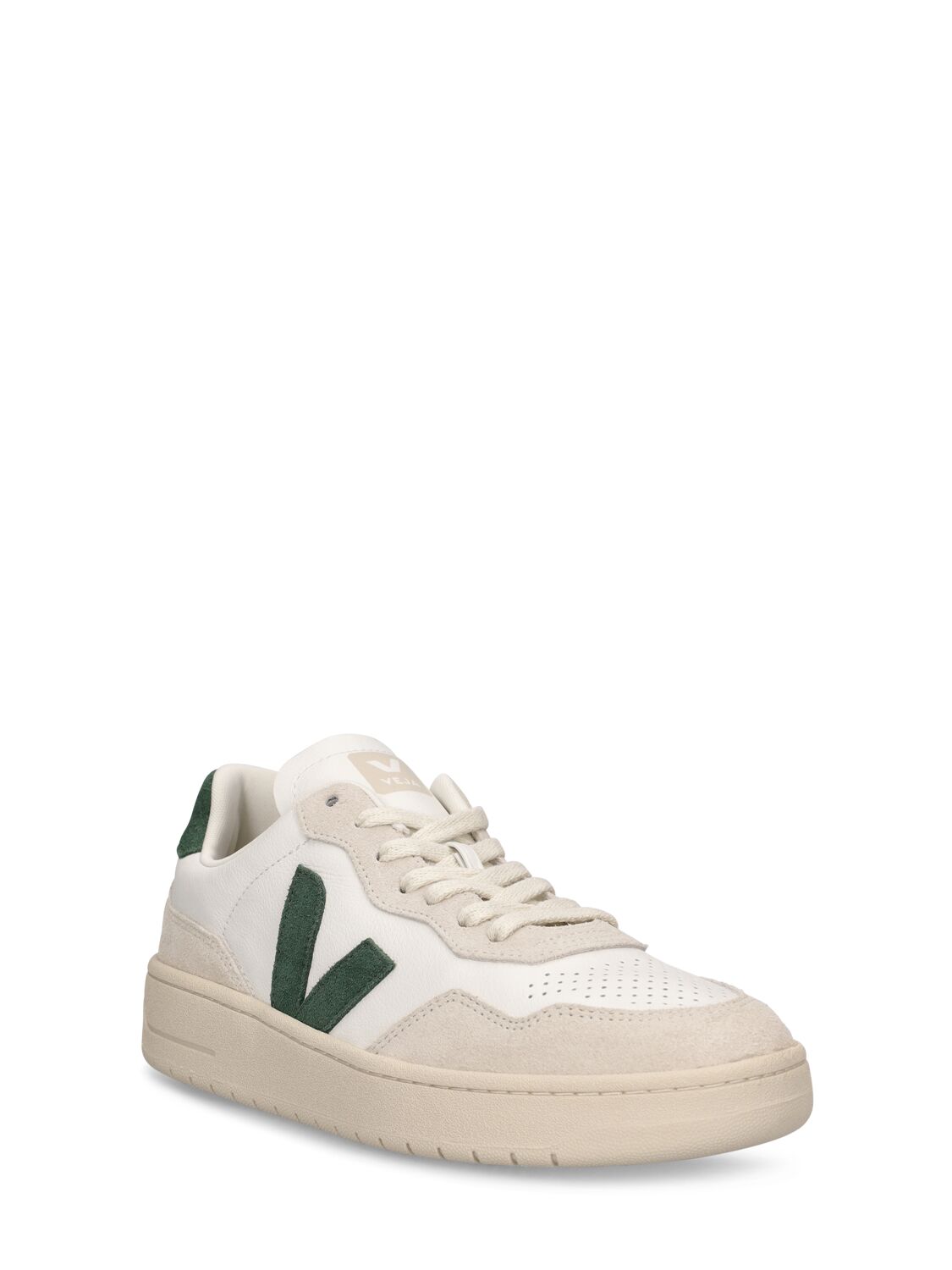 Shop Veja V-90 Leather Sneakers In White