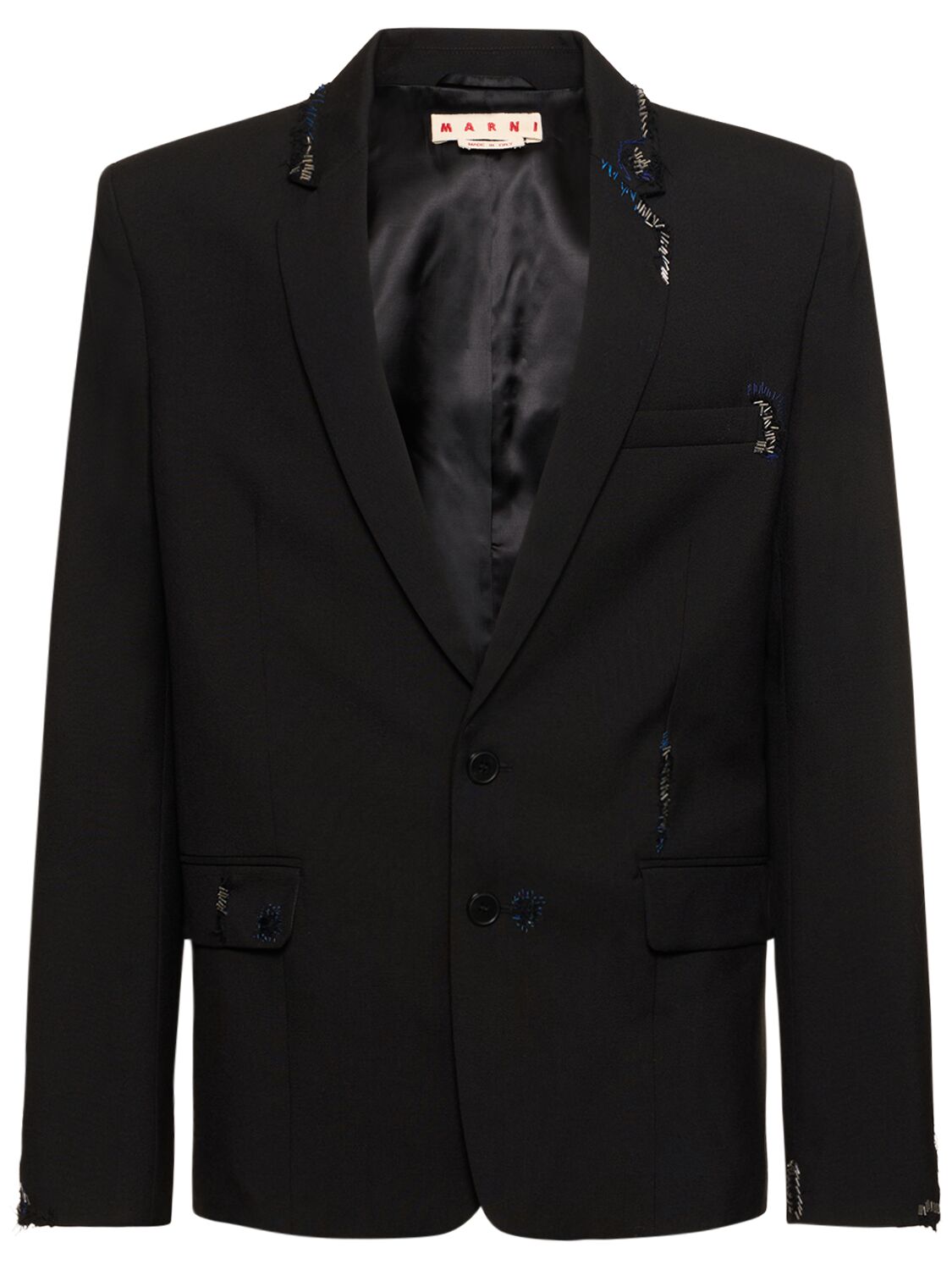 Marni 刺绣羊毛boxy版型西服夹克 In Black