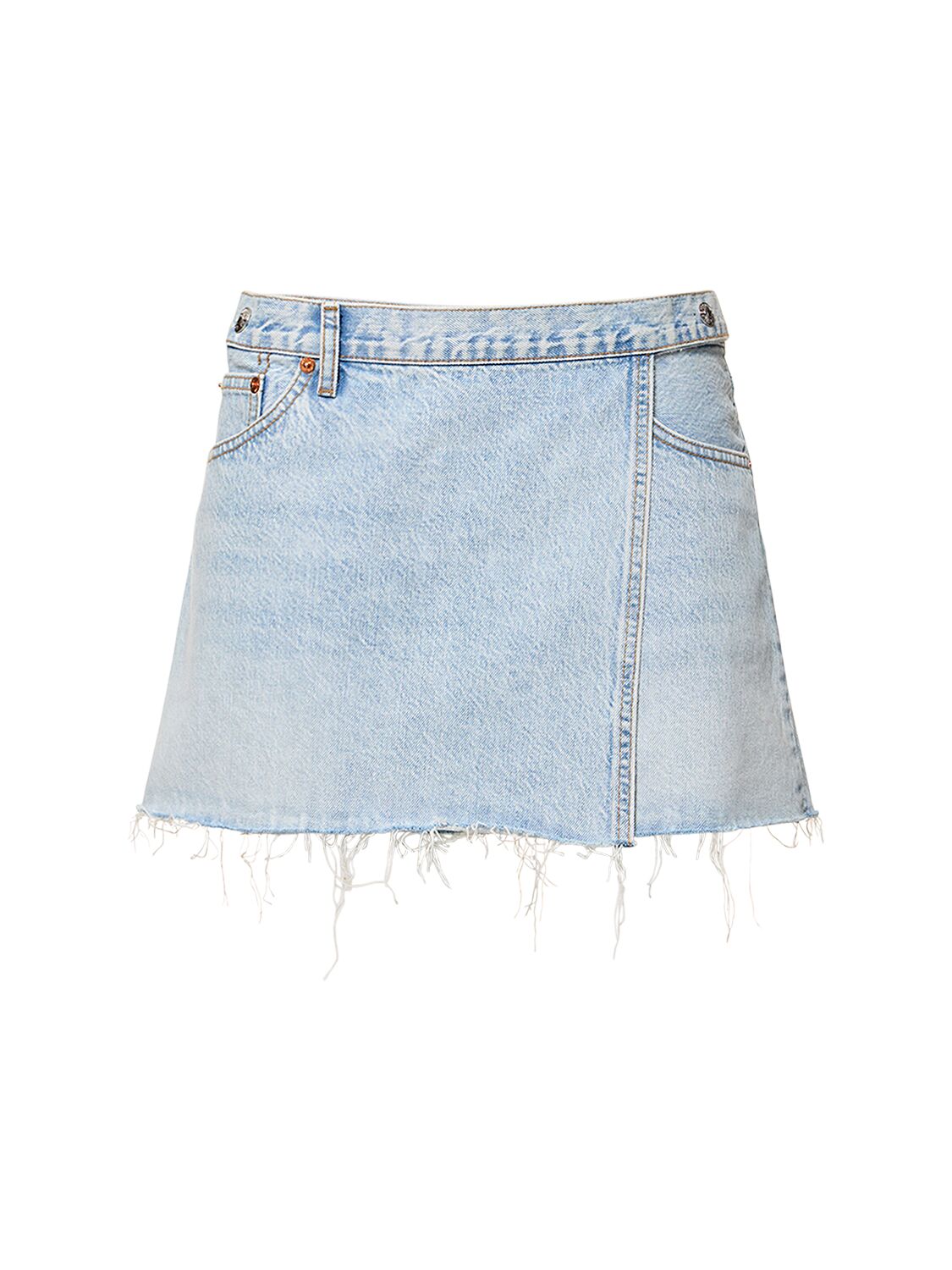 Shop Re/done & Pam Mid Rise Denim Mini Skirt In Light Blue