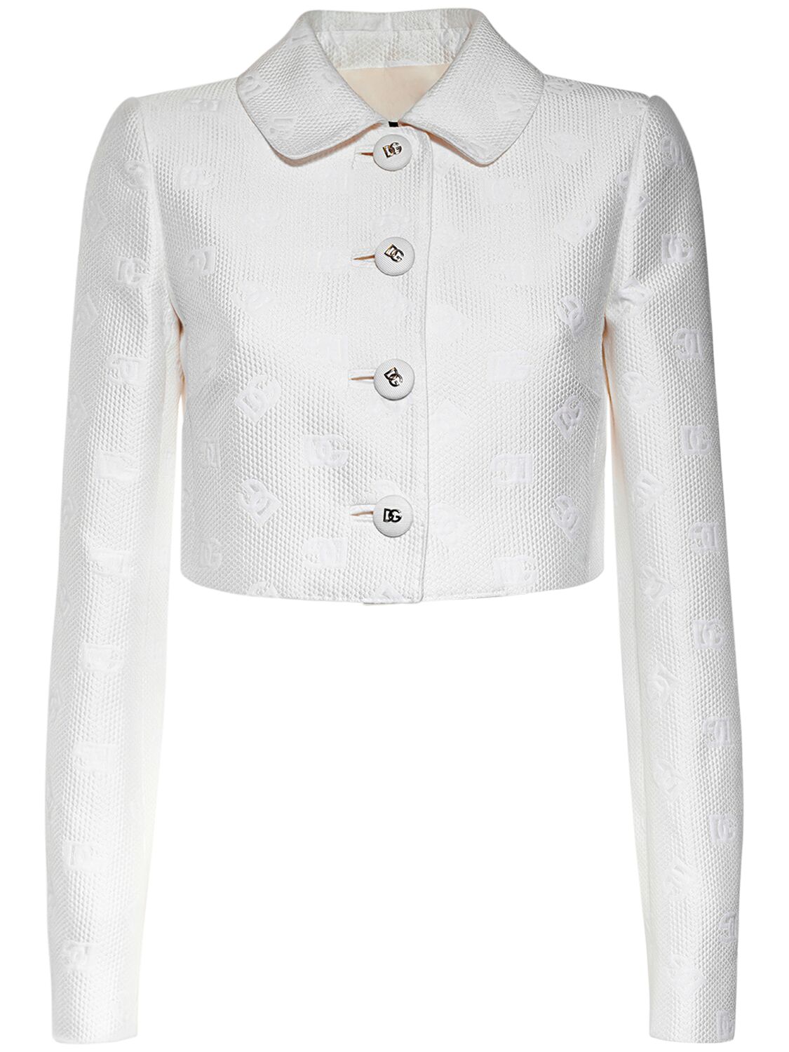 Dolce & Gabbana Monogram Jacquard Crop Jacket In White