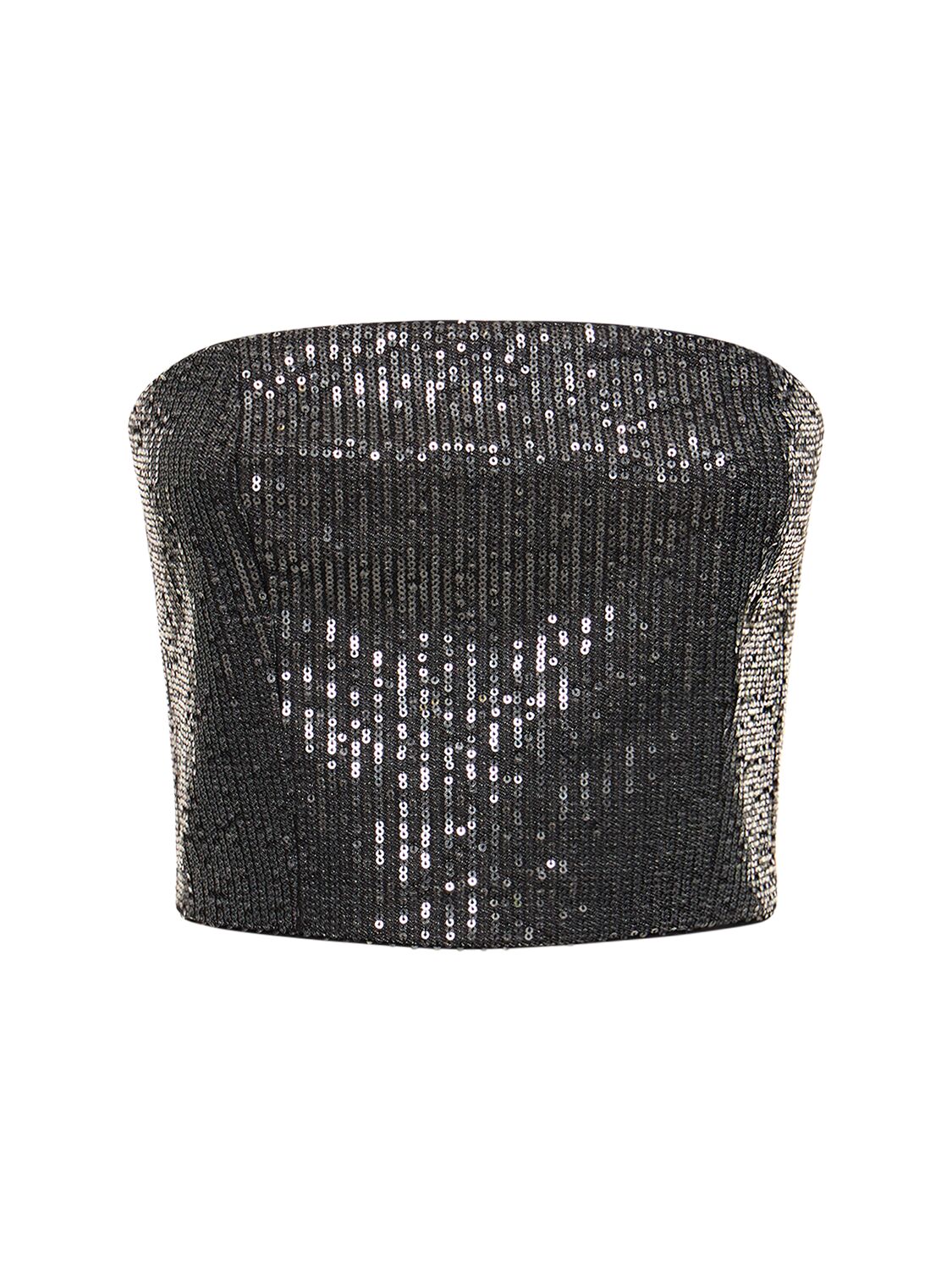 Shop Rotate Birger Christensen Sequined Twill Tube Top In Black