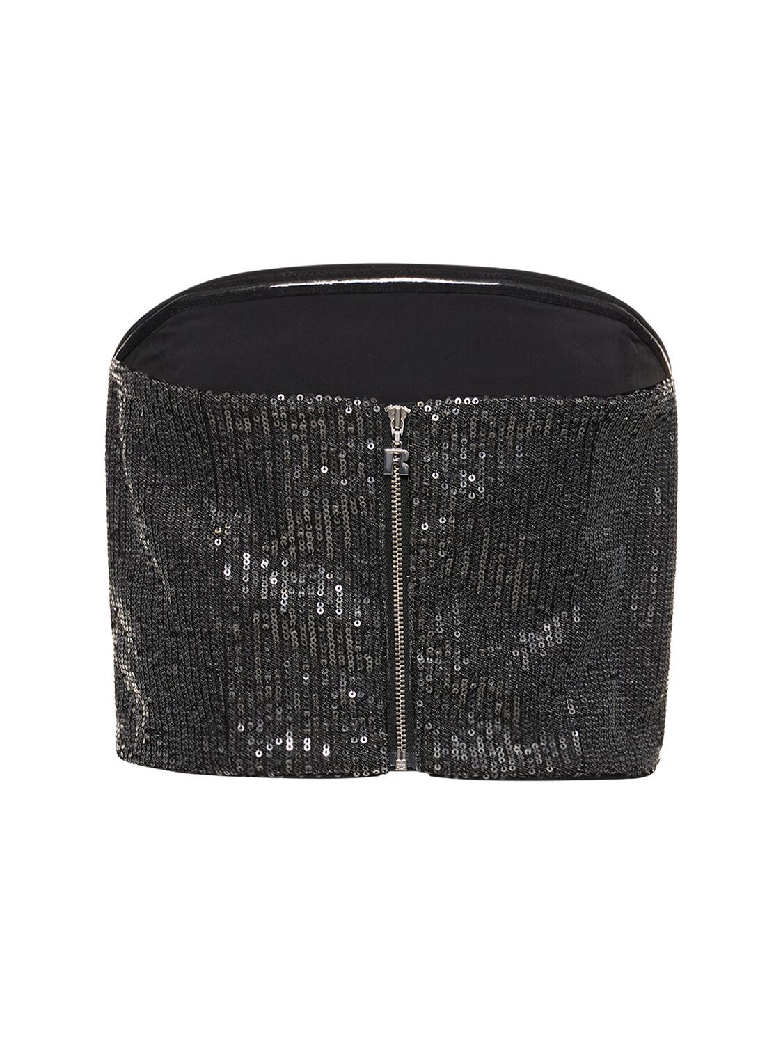 Shop Rotate Birger Christensen Sequined Twill Tube Top In Black