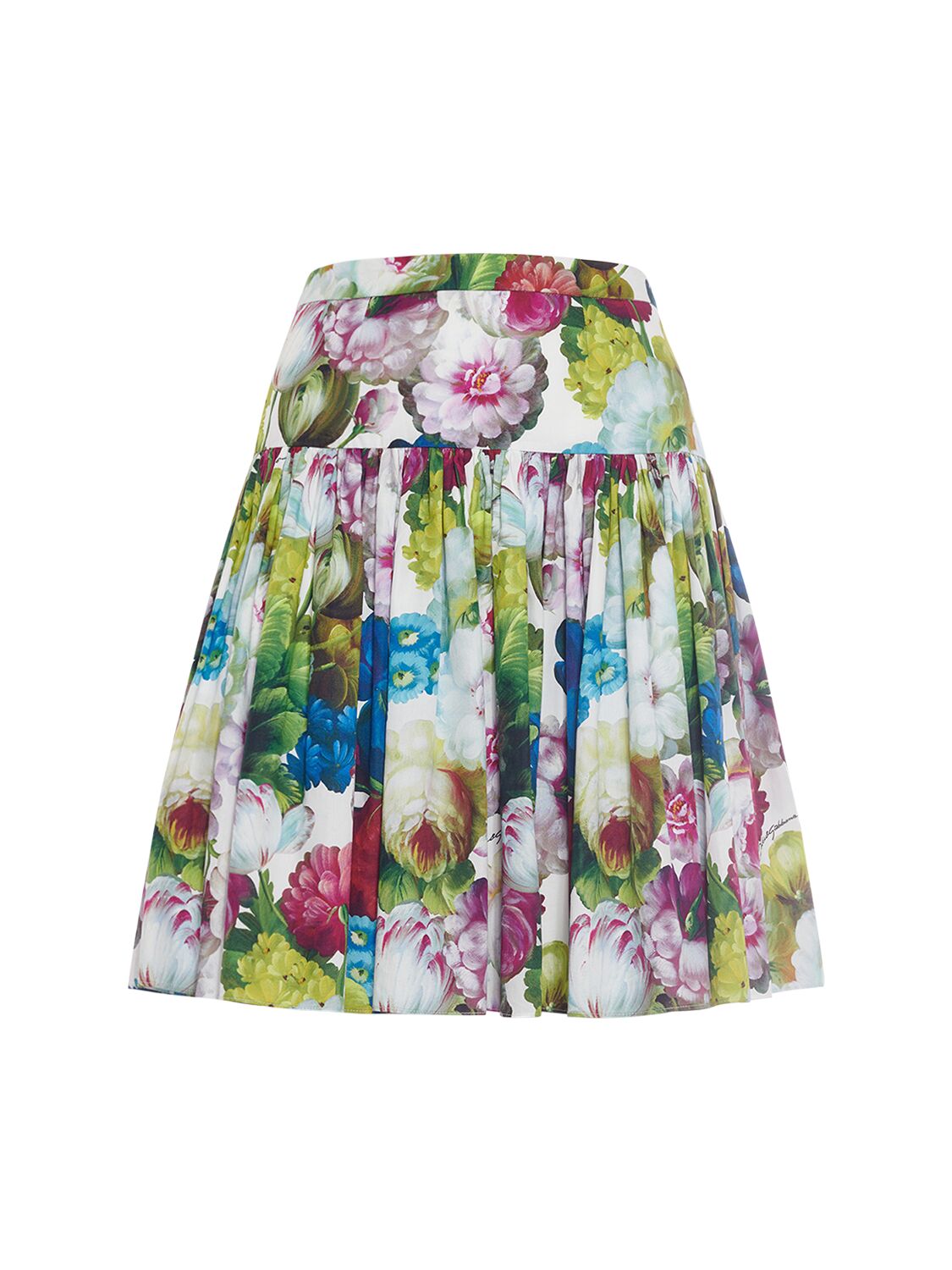 Floral Pleated Cotton Poplin Mini Skirt
