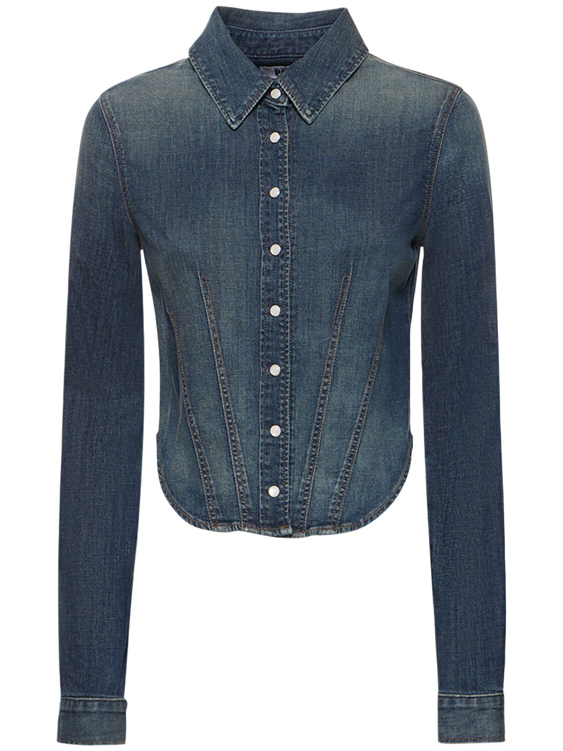 Shop Re/done & Pam Fitted Denim Shirt In Blue