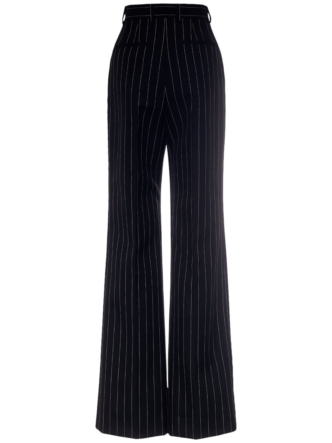 Shop Dolce & Gabbana Wool Pinstriped Flare Pants In White,black