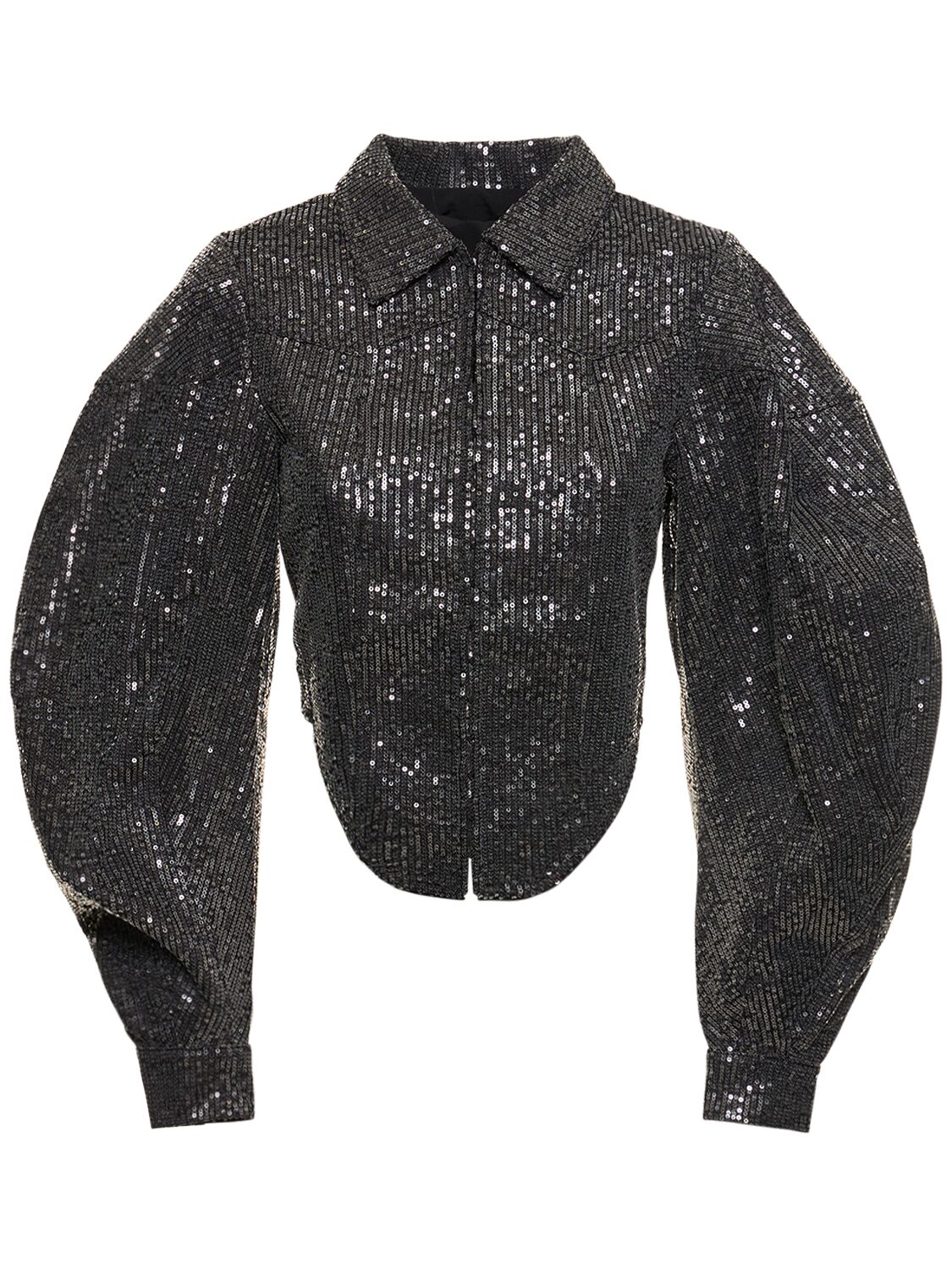 Shop Rotate Birger Christensen Sequined Twill Jacket In Black