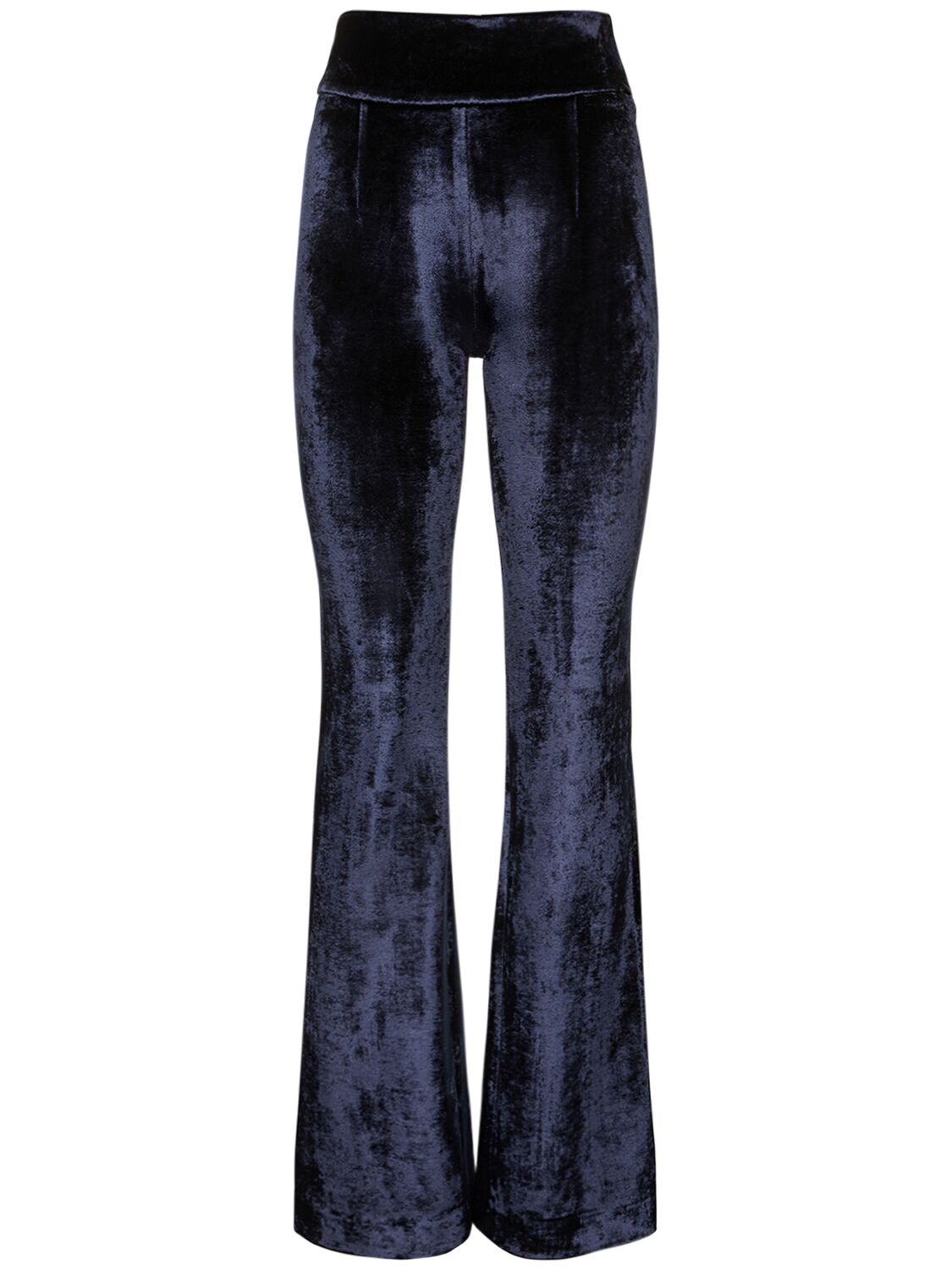Galvan Bonded Velvet High Waisted Pants In Dark Blue