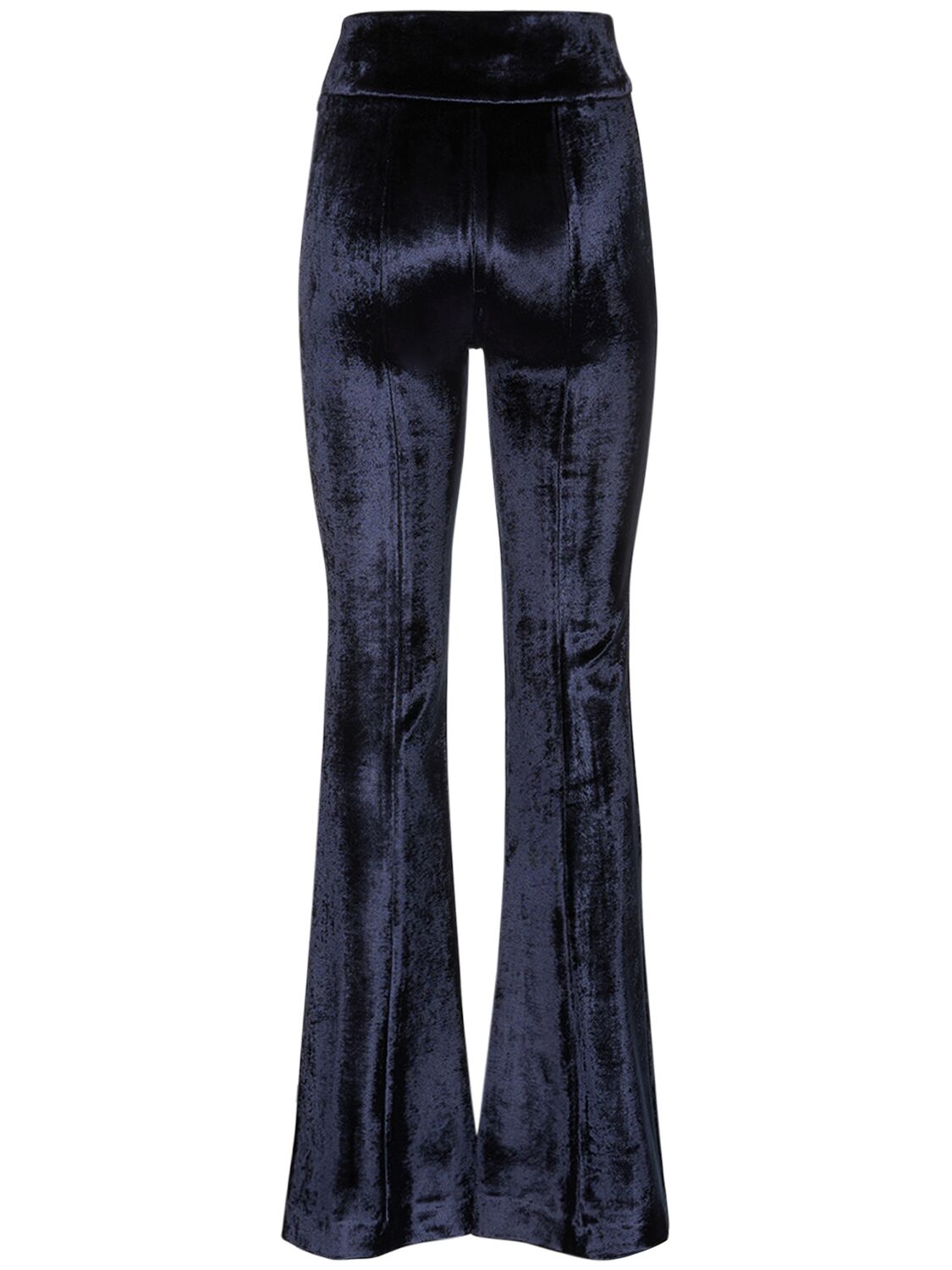 Shop Galvan Bonded Velvet High Waisted Pants In Dark Blue