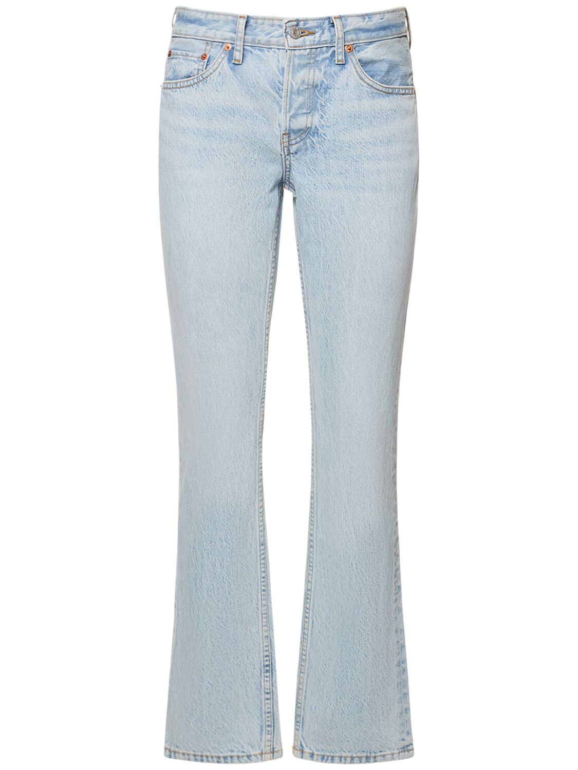 Re/done & Pam Low Rise Straight Jeans In Light Blue