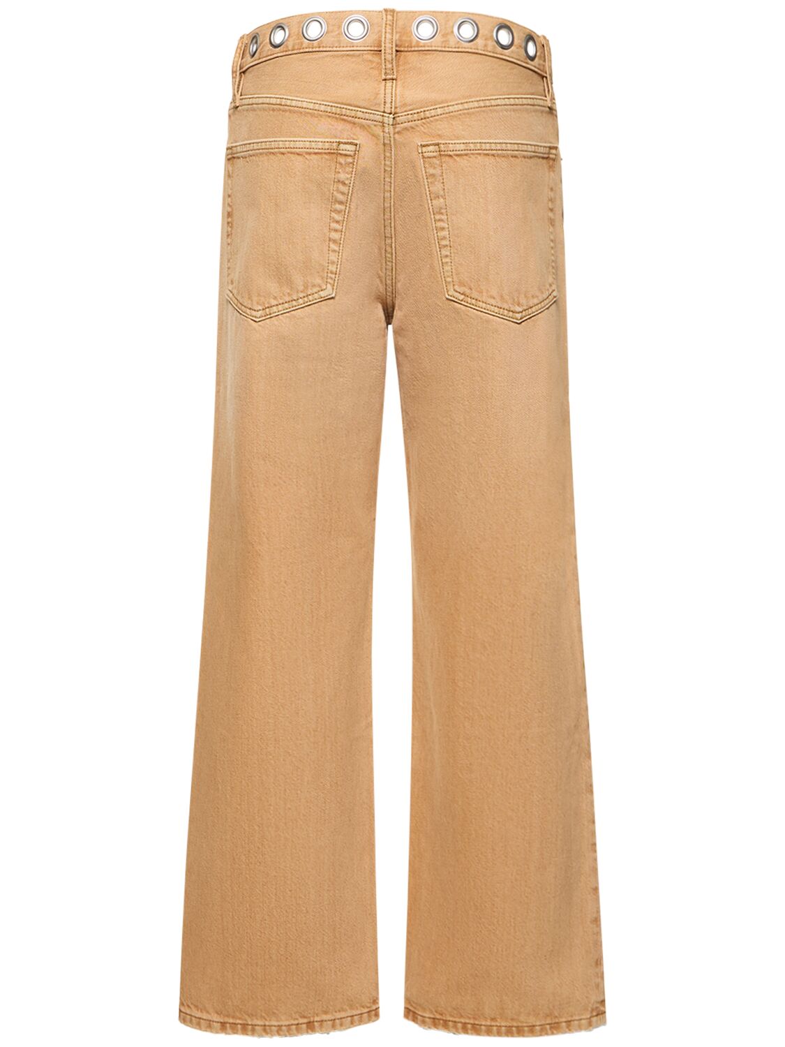 Shop Re/done Denim Straight Jeans W/ Metal Eyelets In Beige