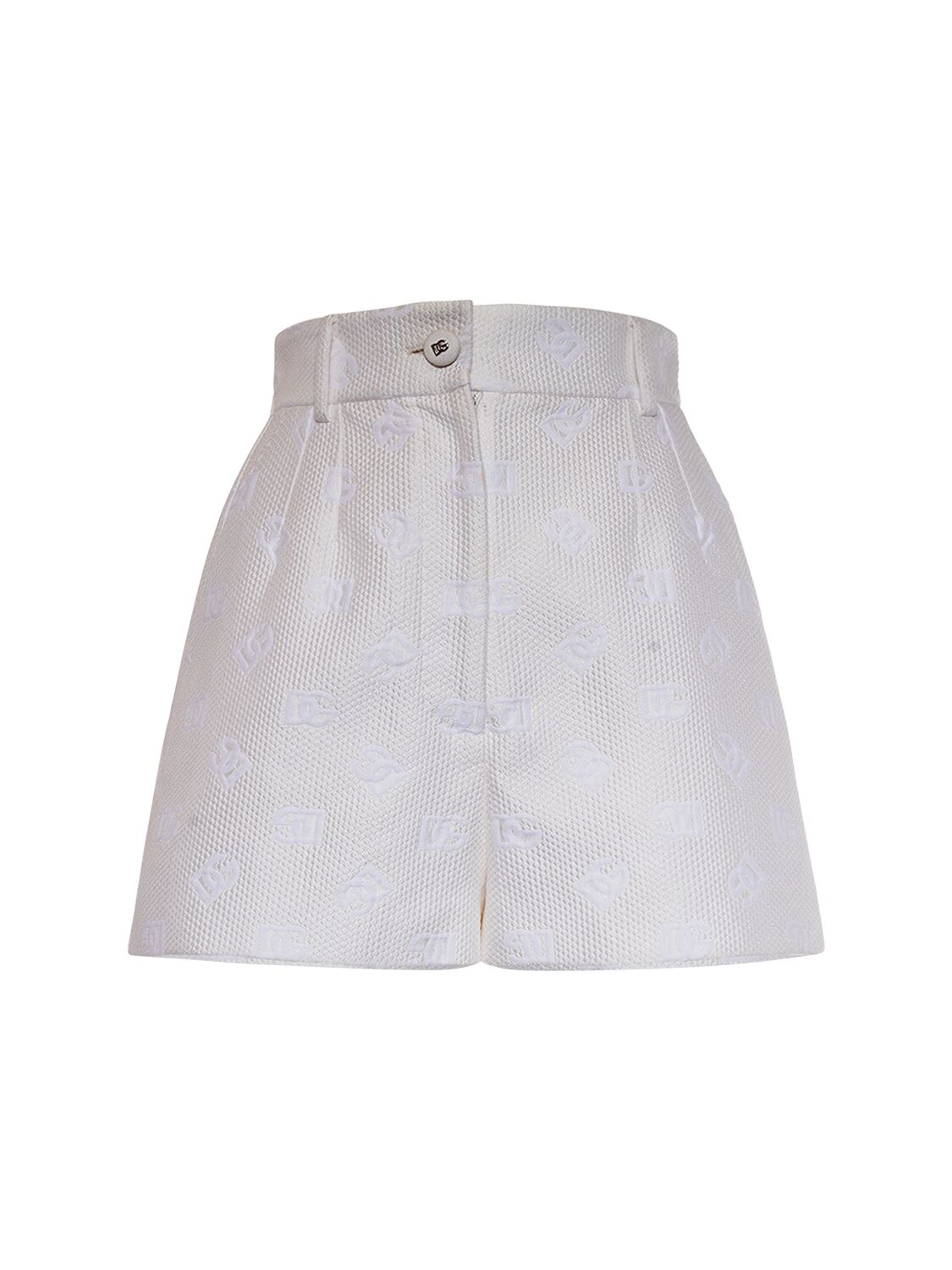 Dolce & Gabbana Dg Monogram Jacquard Shorts In White