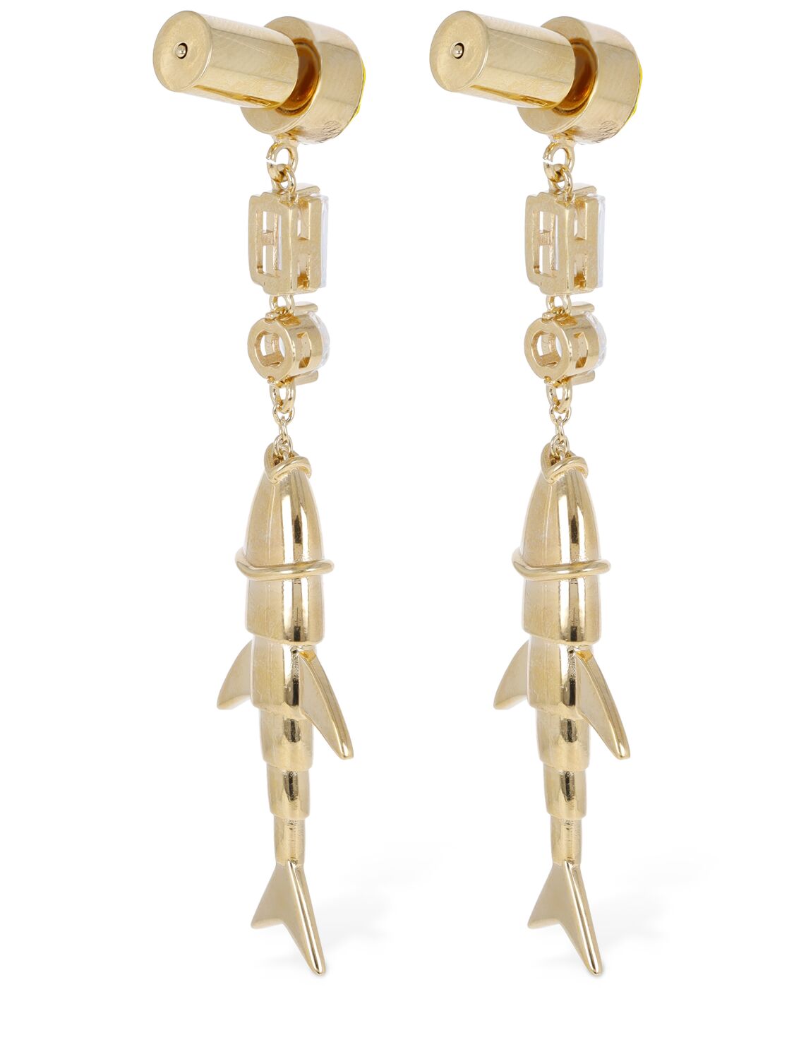 Shop Marni Fish Crystal Drop Earrings In 골드,멀티