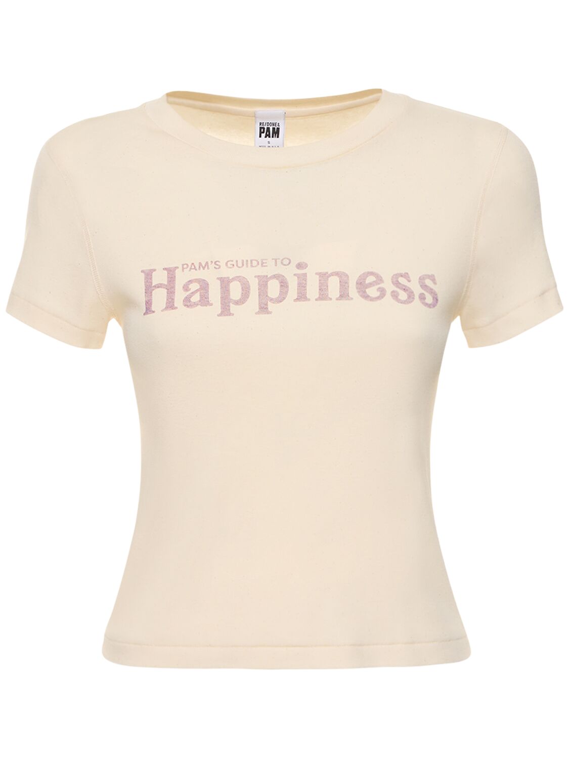 Re/done + Net Sustain + Pamela Anderson Printed Organic Cotton-jersey T-shirt In Light Beige