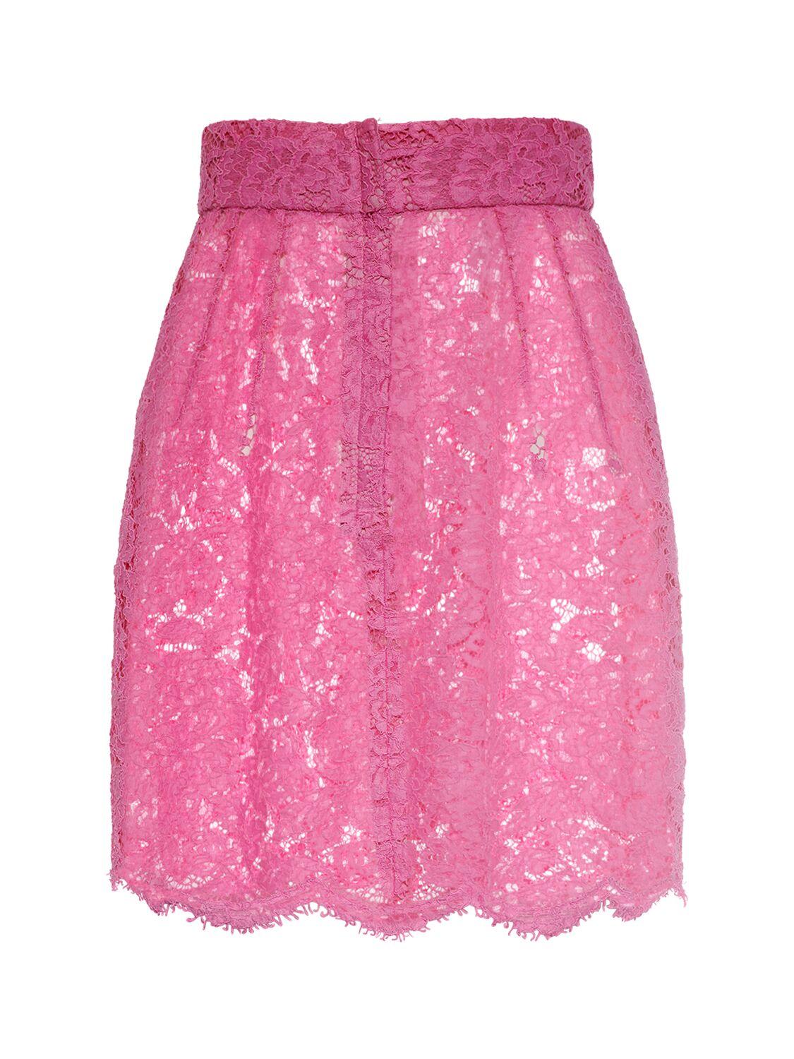 Shop Dolce & Gabbana Floral & Dg Stretch Lace Mini Skirt In Fuchsia