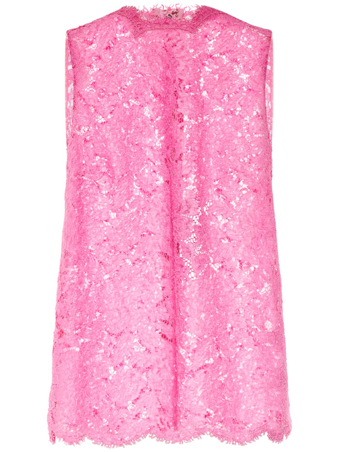Dolce & Gabbana Floral & Dg Lace Sleeveless Top In Pink