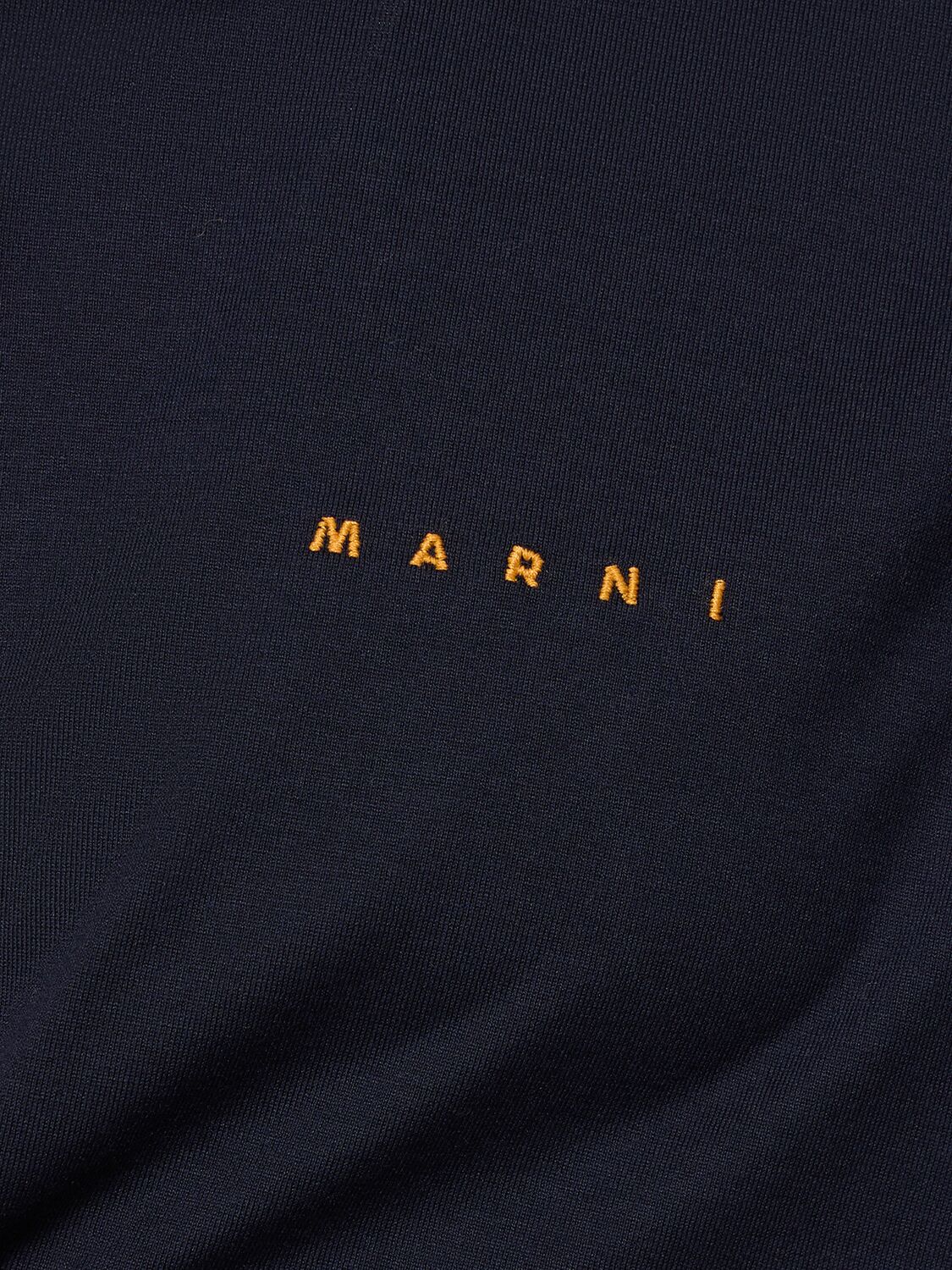 Shop Marni Logo Embroidered Cotton Jersey T-shirt In Black