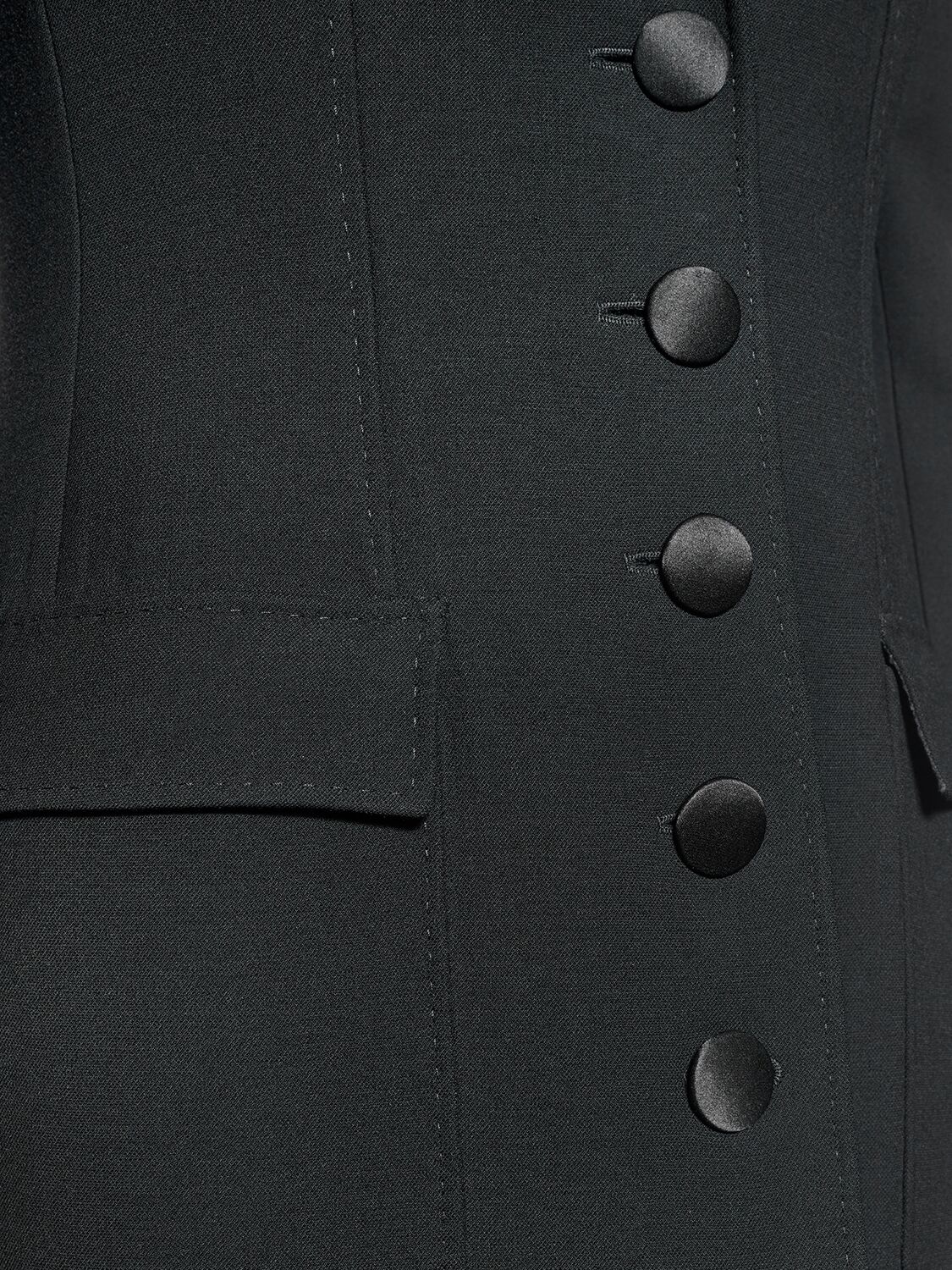 Shop Dolce & Gabbana Wool Crepe Single Breasted Long Coat In Black