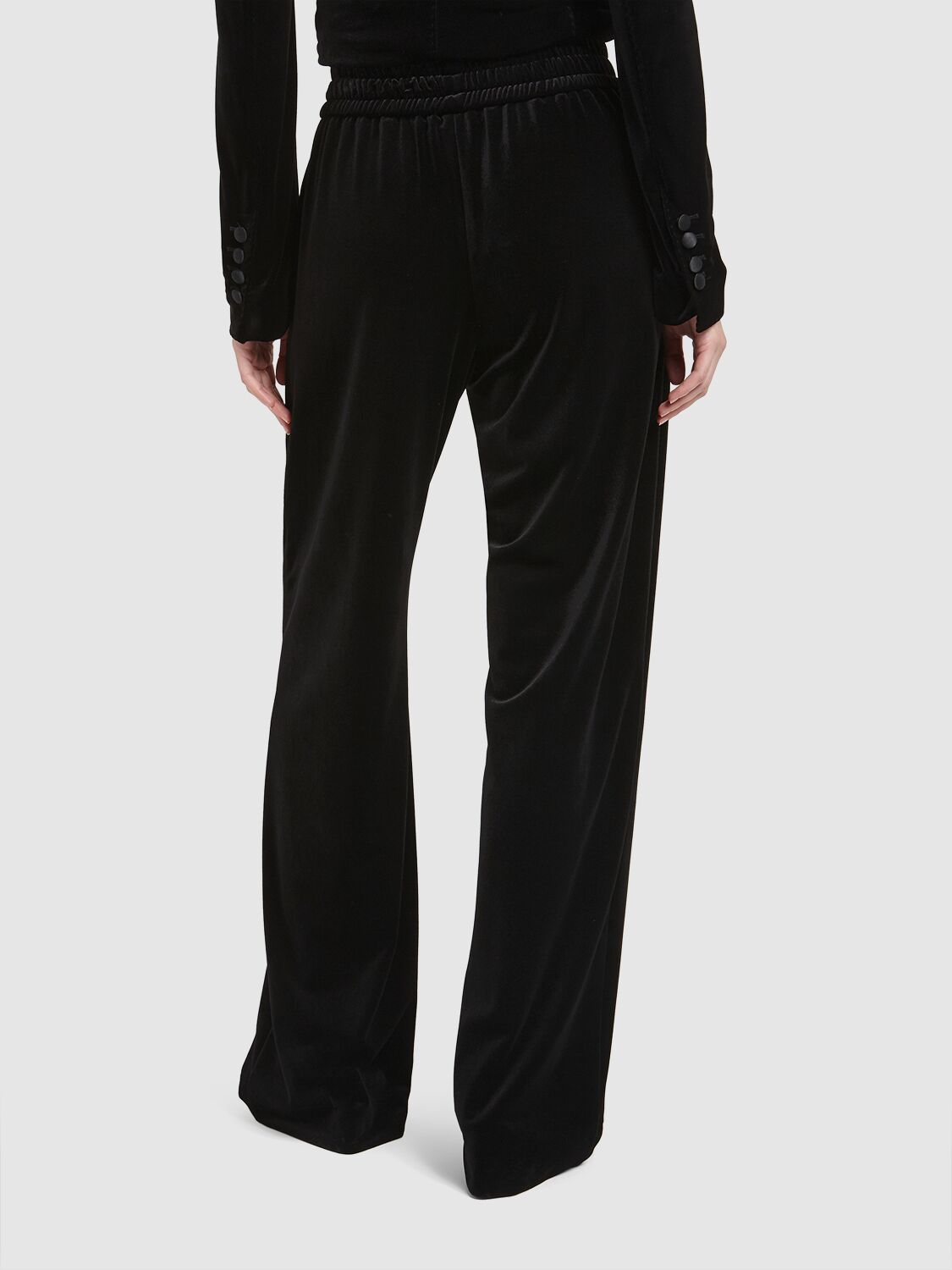 Dolce & Gabbana Stretch Velvet Flared Pants In Black