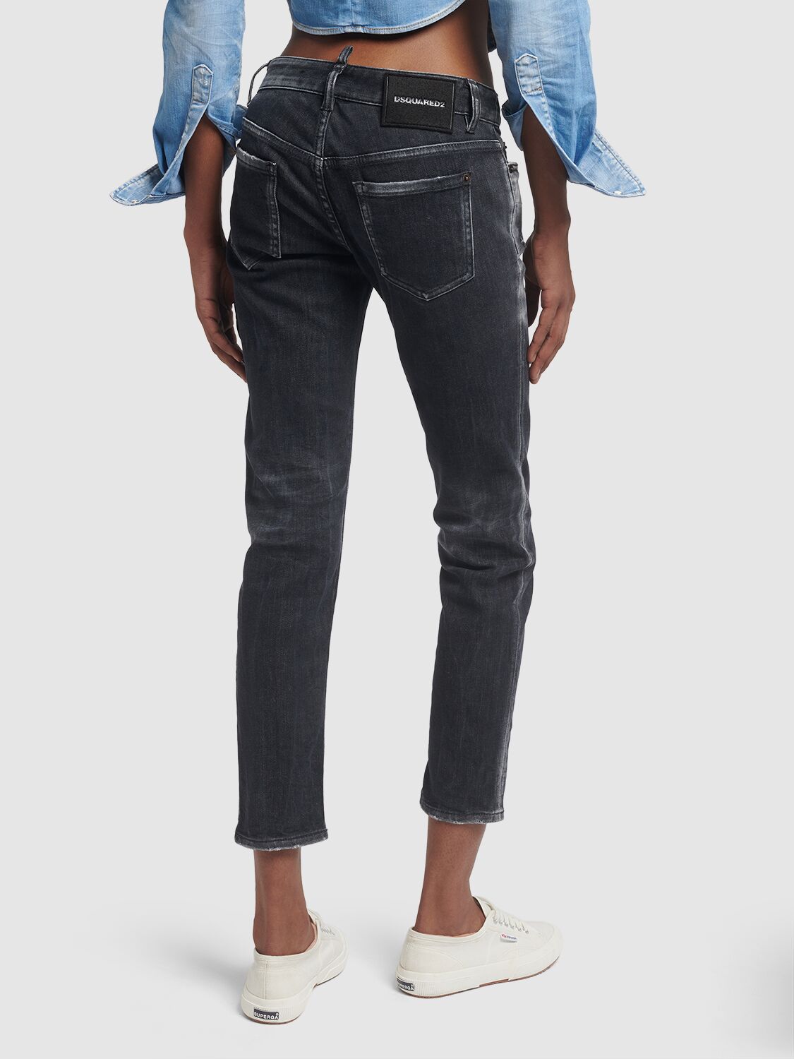 Shop Dsquared2 Jennifer Low-rise Denim Skinny Jeans In Black