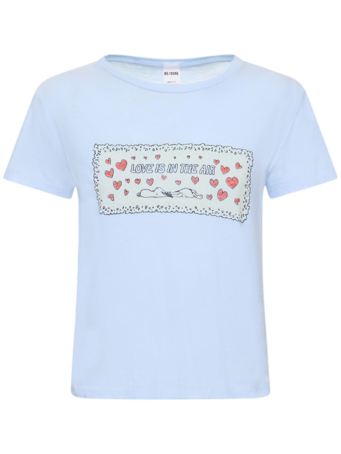 Shop Re/done Classic Snoopy Love Cotton T-shirt In Blue
