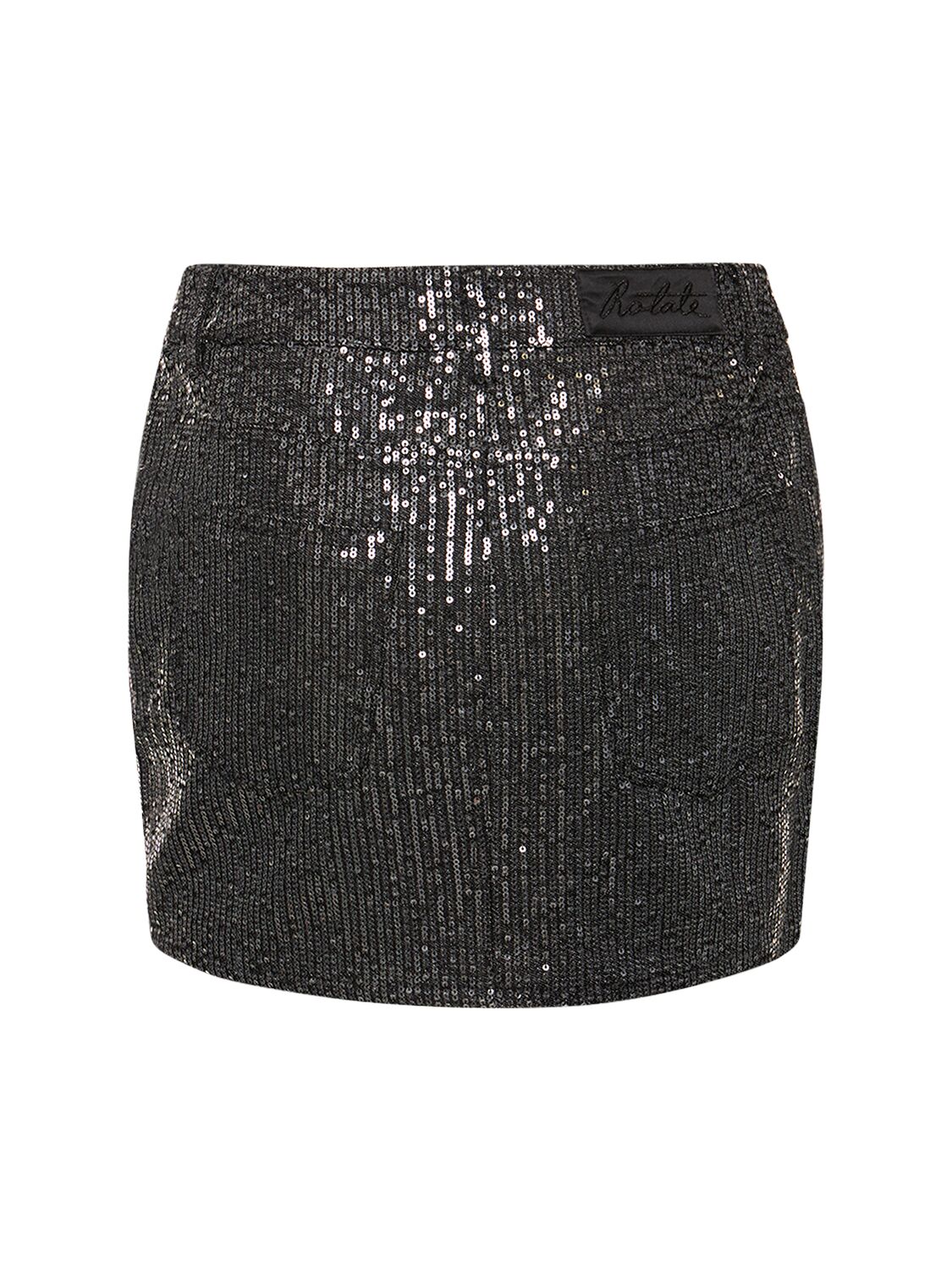 Shop Rotate Birger Christensen Sequined Twill Mini Skirt In Black