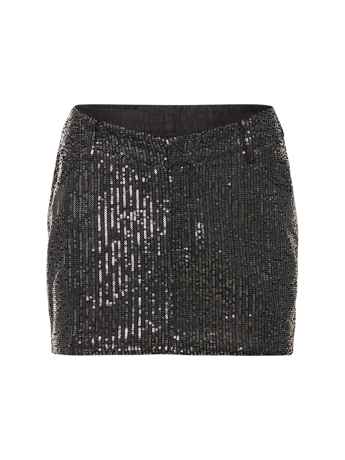 Rotate Birger Christensen Sequined Twill Mini Skirt In Black