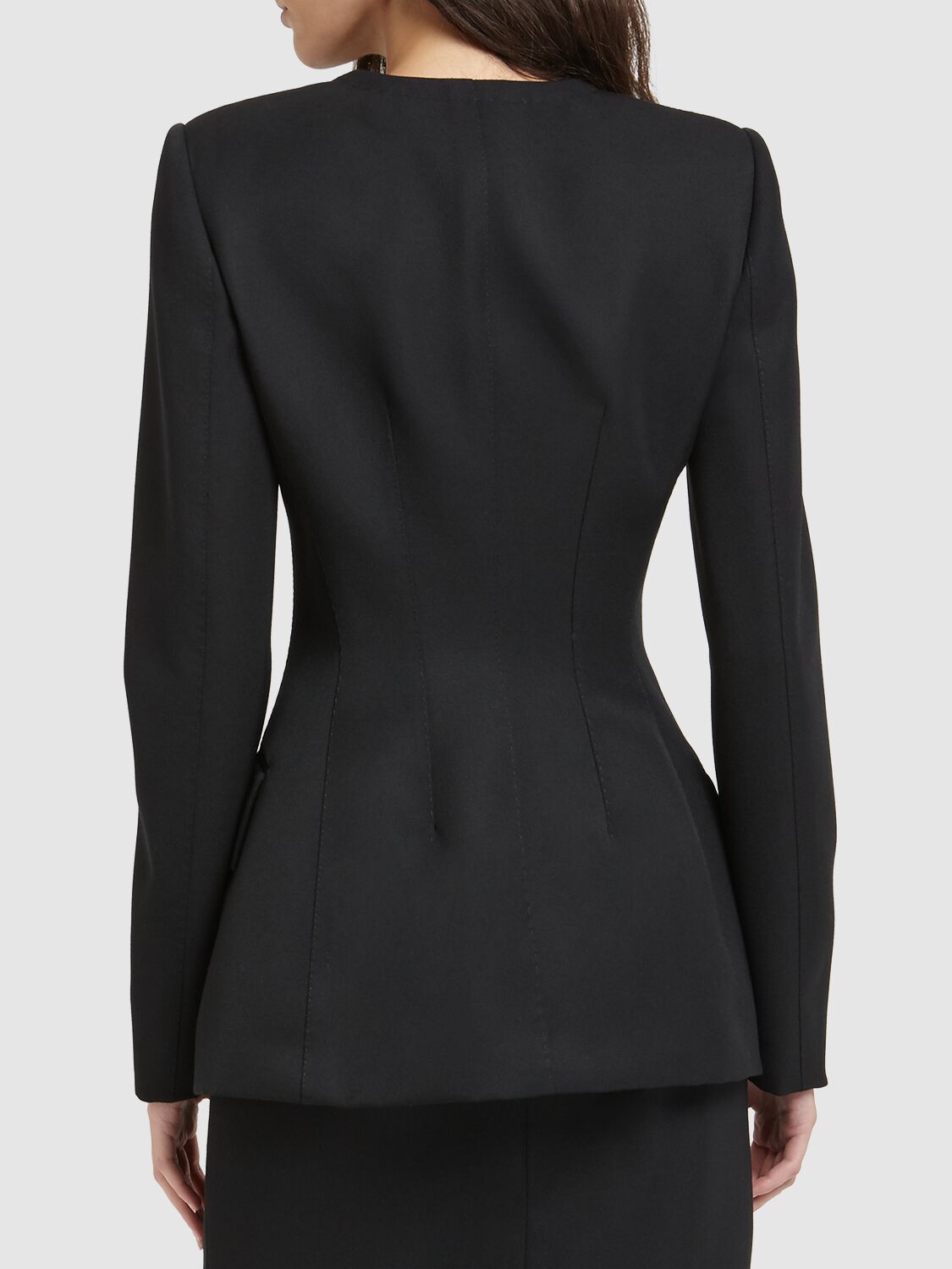 Shop Dolce & Gabbana Wool Crepe Single Breasted Jacket In Black