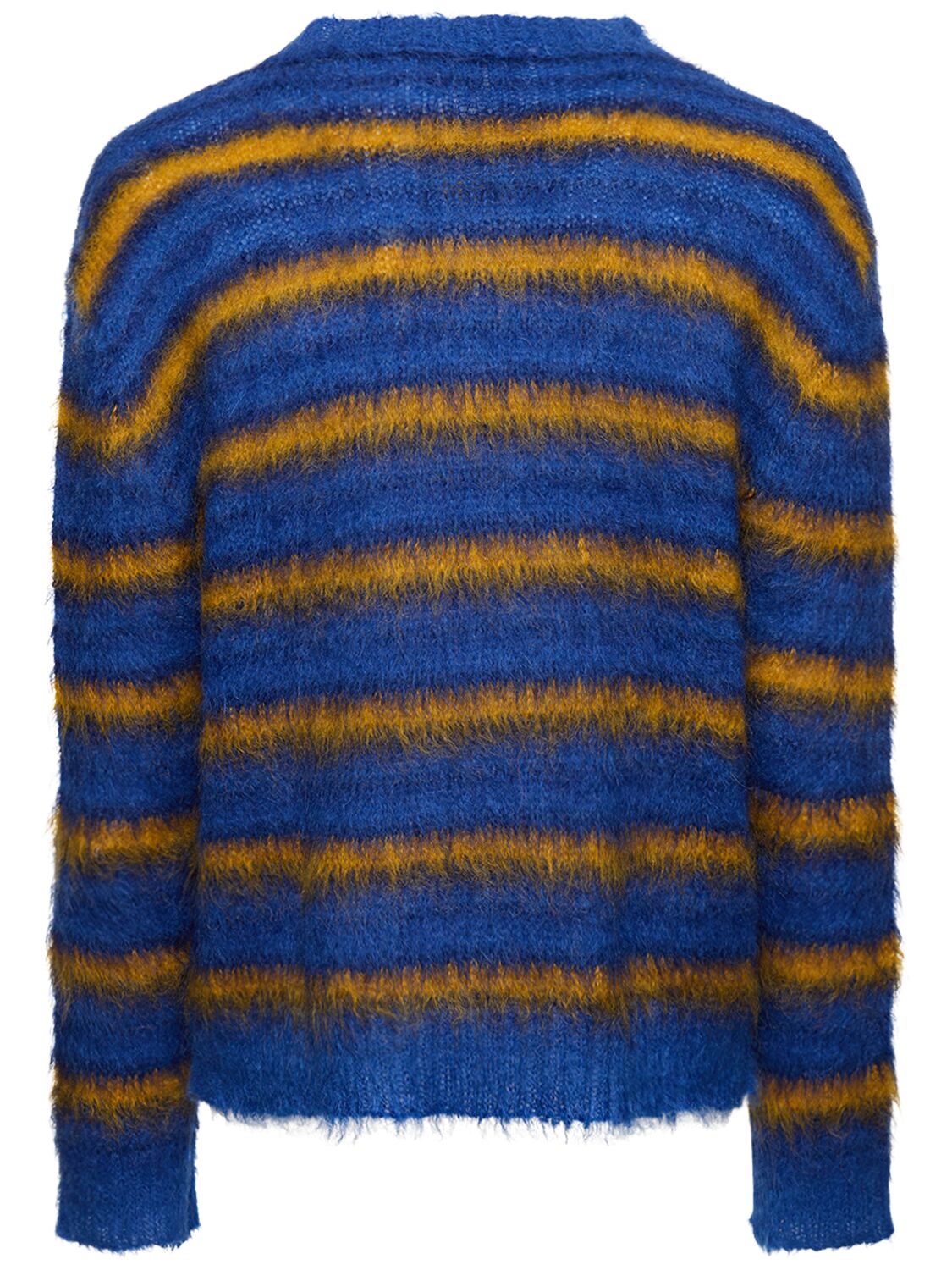 Shop Marni Iconic Brushed Mohair Blend Knit Sweater In Blue,yellow