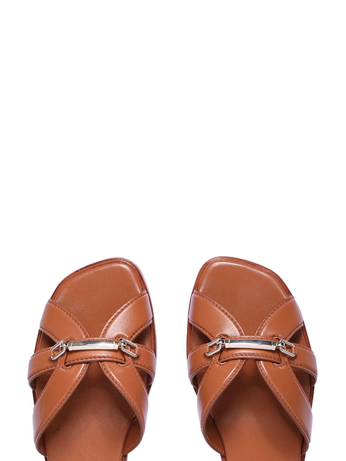 Shop Zimmermann 10mm Prisma Slide Leather Flat Sandals In Tan