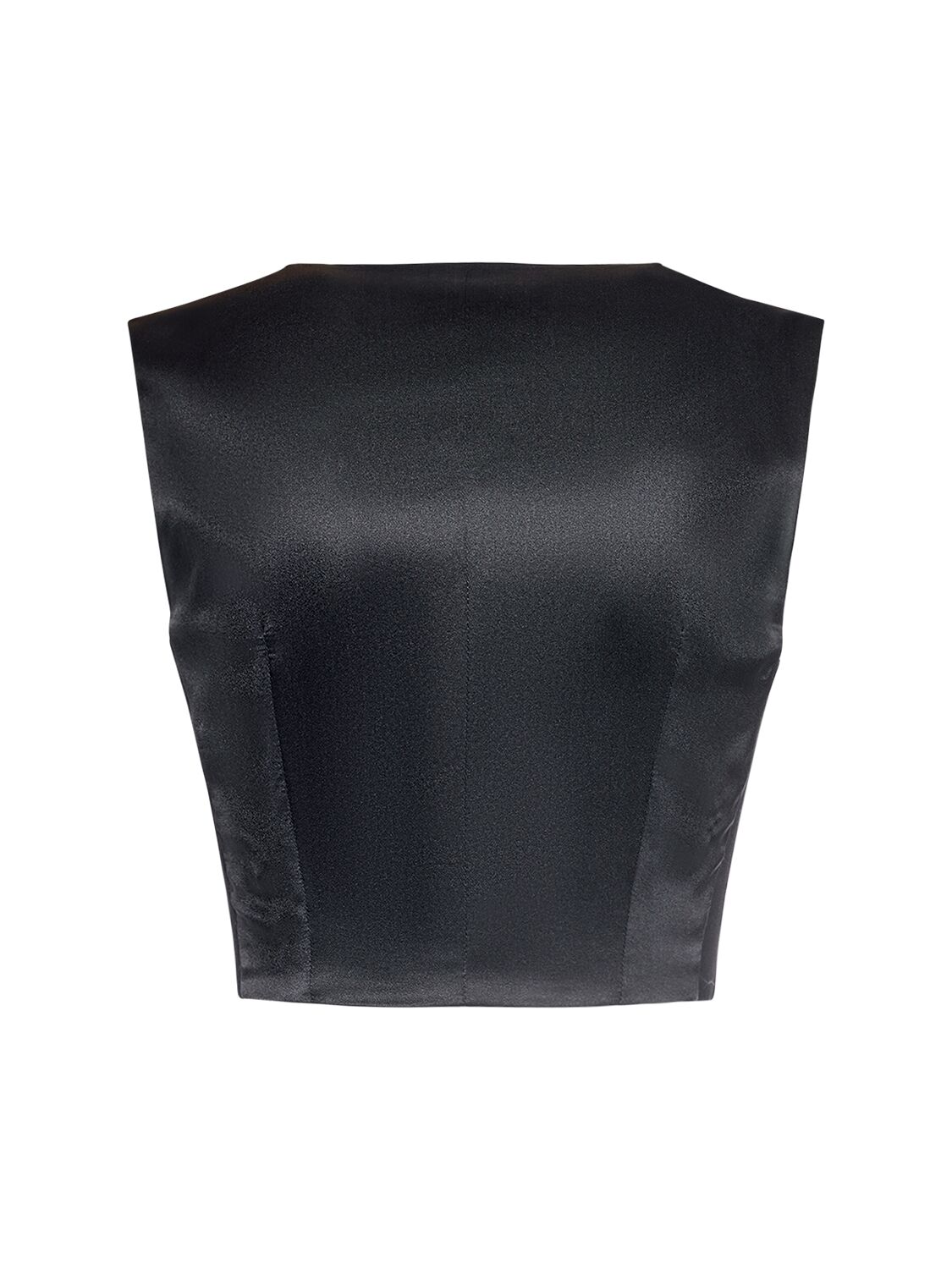 Shop Dolce & Gabbana Wool & Satin Cropped Corset Vest In Black