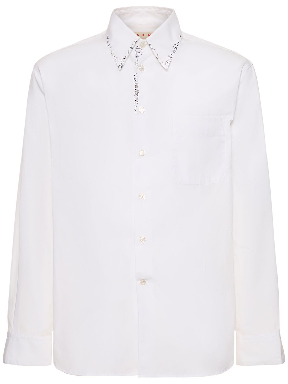 Shop Marni Embroidery Organic Cotton Poplin Shirt In White