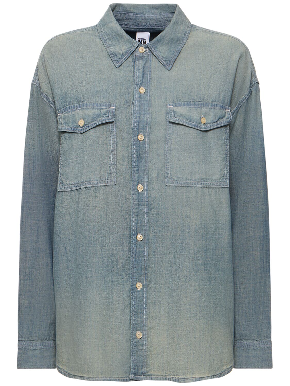Re/done & Pam Oversize Chambray Shirt In Blue