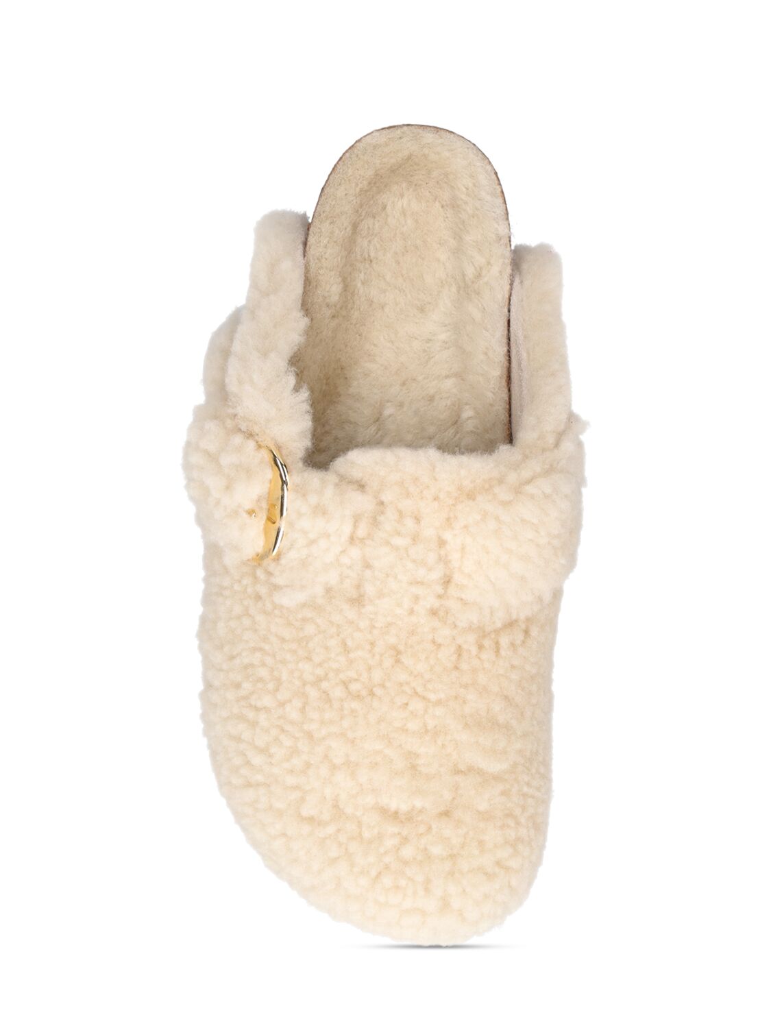 Shop Birkenstock Boston Buckle Shearling Mules In Beige