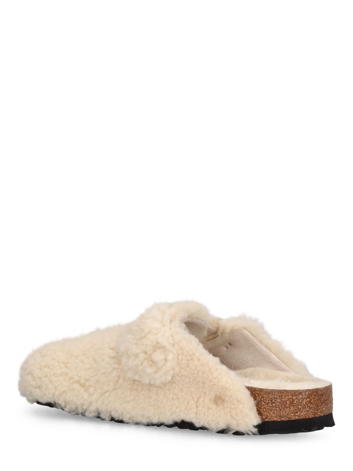 Shop Birkenstock Boston Buckle Shearling Mules In Beige